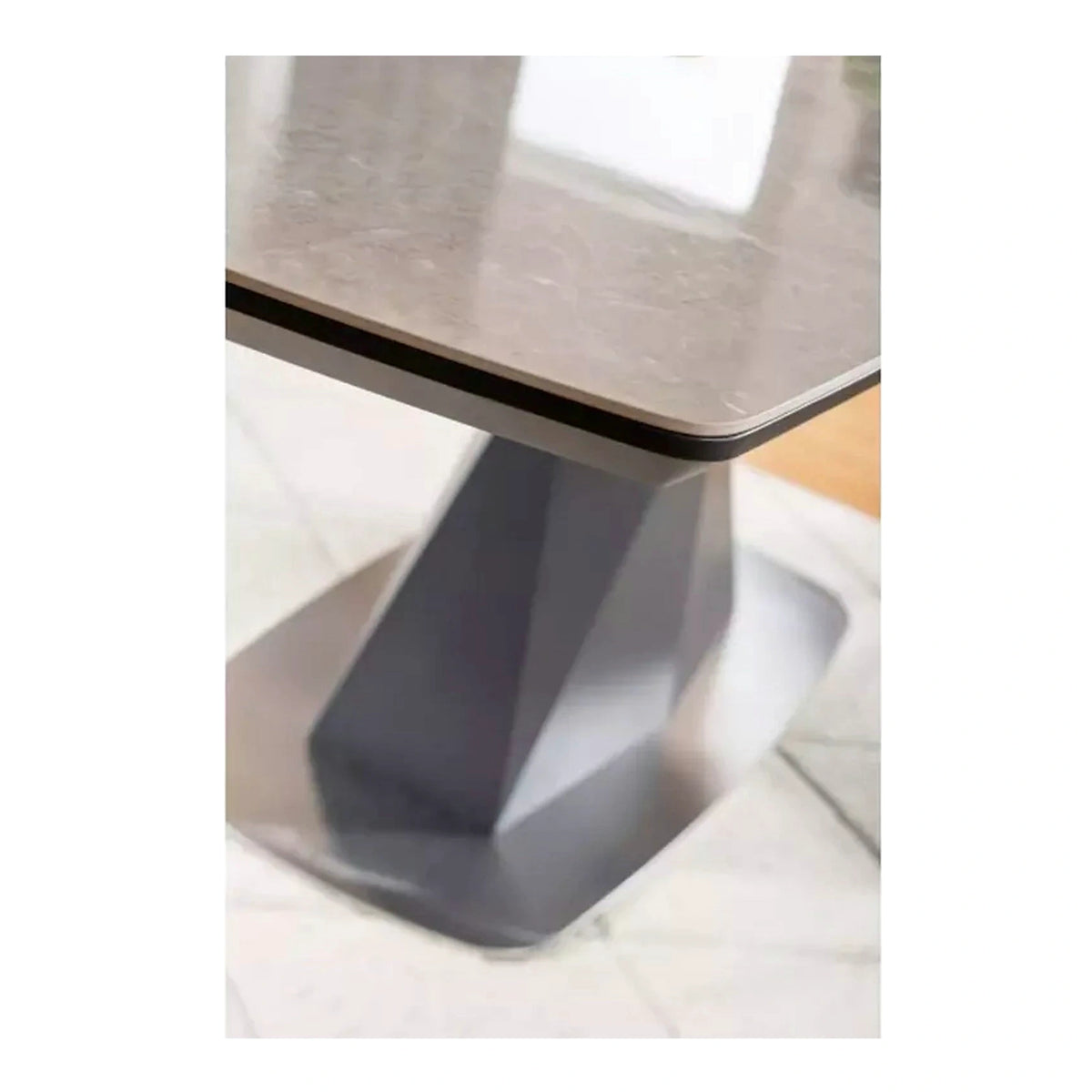 Masa moderna dining CORTEZ, gri cu efect de marmura/gri antracit, 160/210x90x76 cm