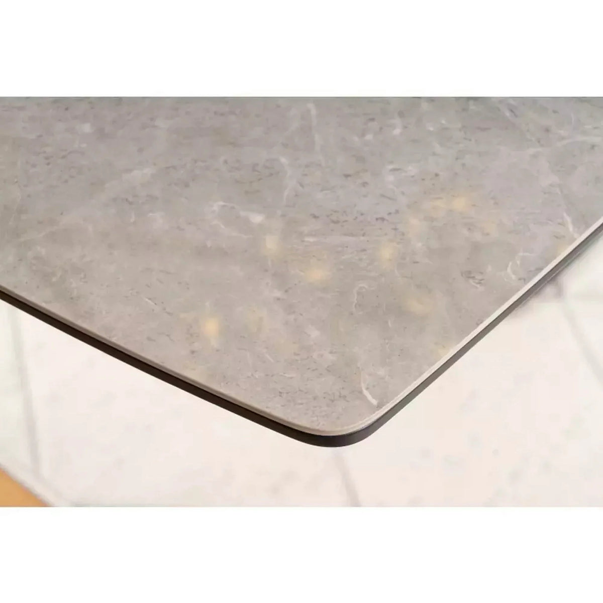 Masa moderna dining CORTEZ, gri cu efect de marmura/gri antracit, 160/210x90x76 cm