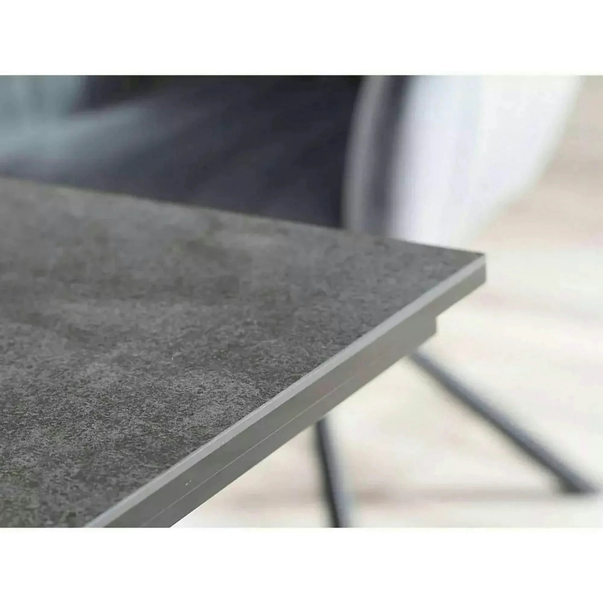 Masa moderna dining SALVADORE, negru mat, metal/sticla securizata, 160/240x90x76 cm