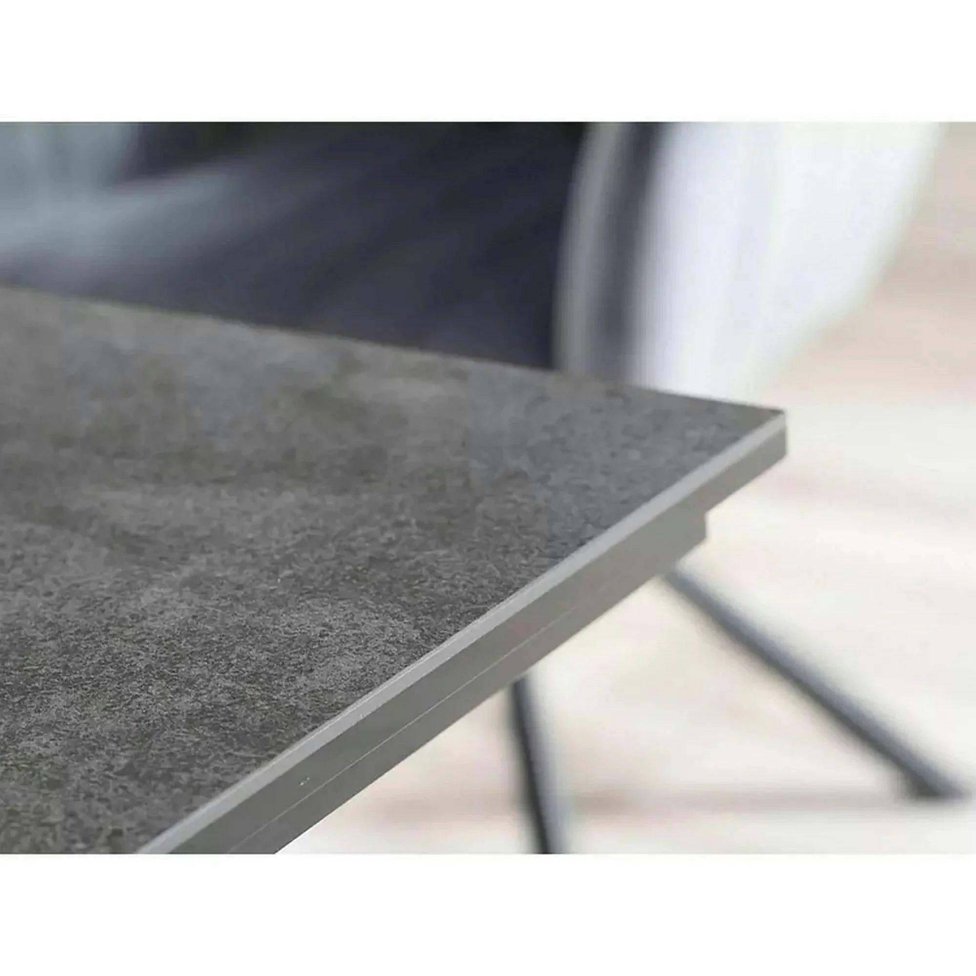 Masa moderna dining SALVADORE, negru mat, sticla securizata, 120-180x80x76 cm