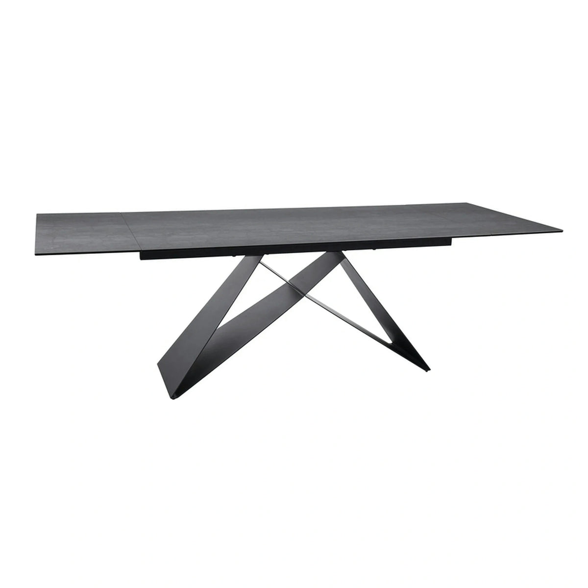 Masa moderna dining WESTIN, gri/negru, sticla/metal, 160-240x90x77 cm