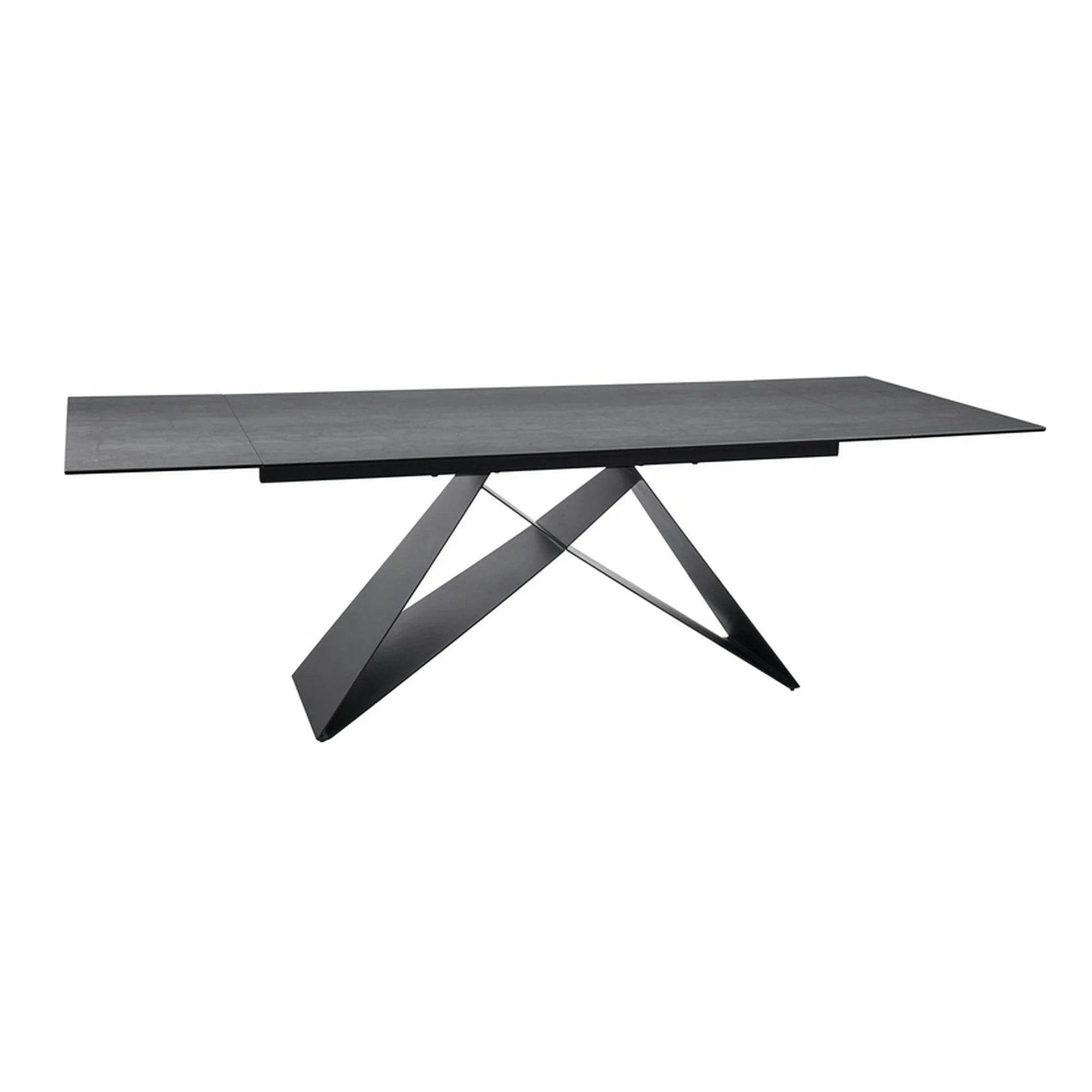 Masa moderna dining WESTIN, gri/negru, sticla/metal, 160-240x90x77 cm