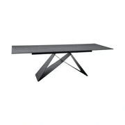 Masa moderna dining WESTIN, gri/negru, sticla/metal, 160-240x90x77 cm