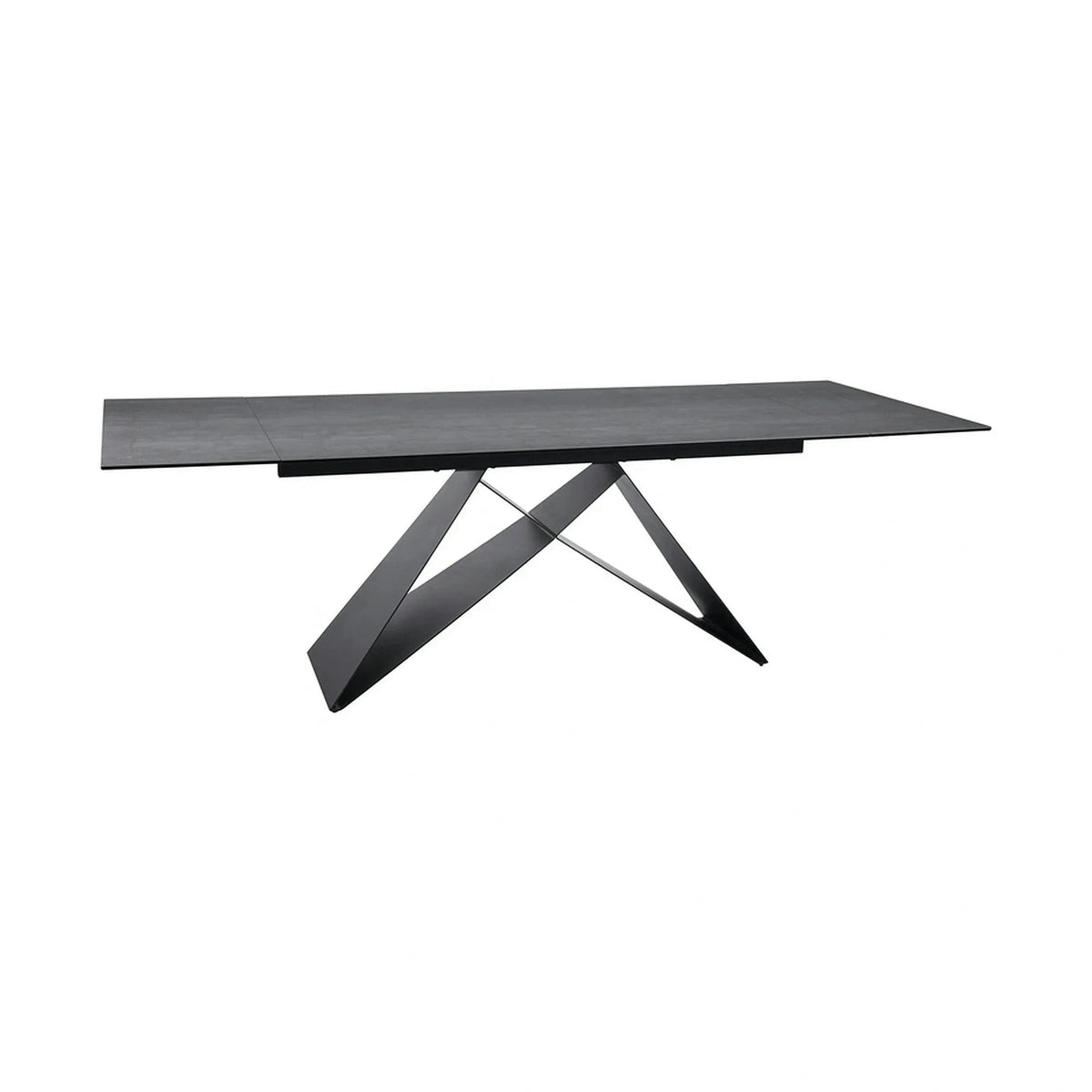 Masa moderna dining WESTIN, gri/negru, sticla/metal, 160-240x90x77 cm