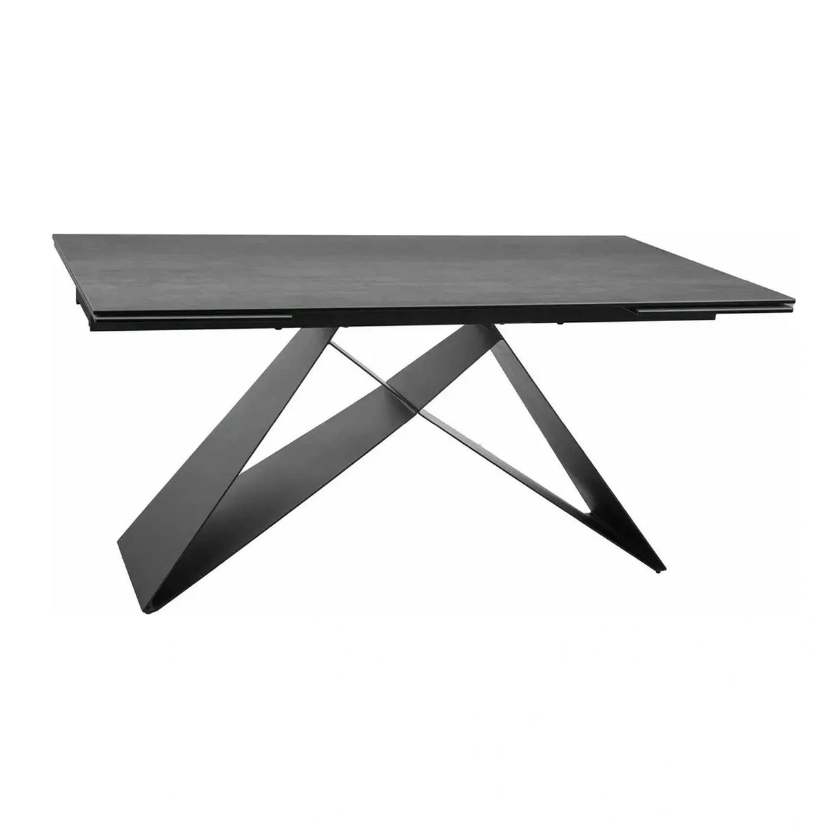 Masa moderna dining WESTIN, gri/negru, sticla/metal, 160-240x90x77 cm