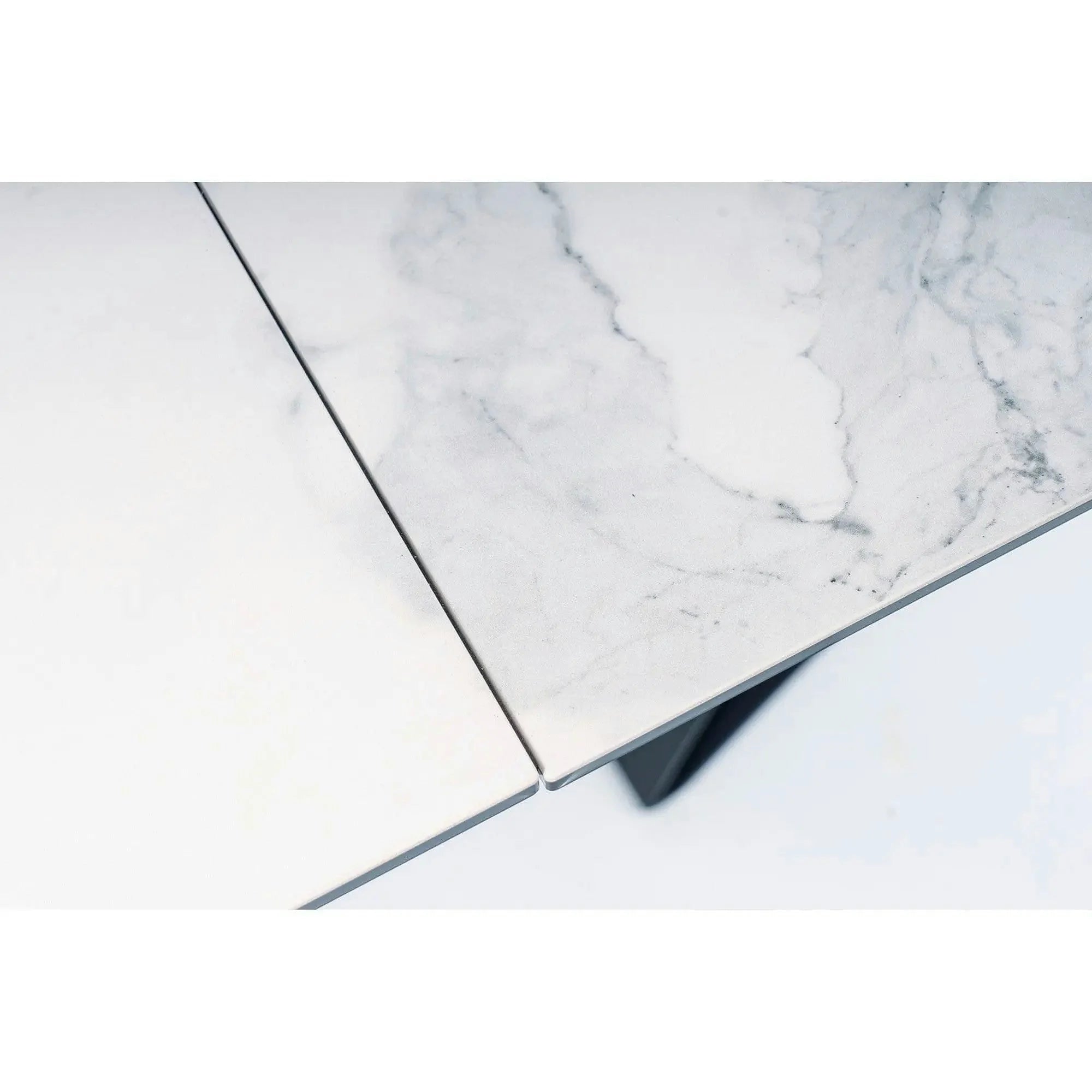 Masa moderna dining WESTIN III, alb/negru, ceramica/metal, 160-240x90x75 cm