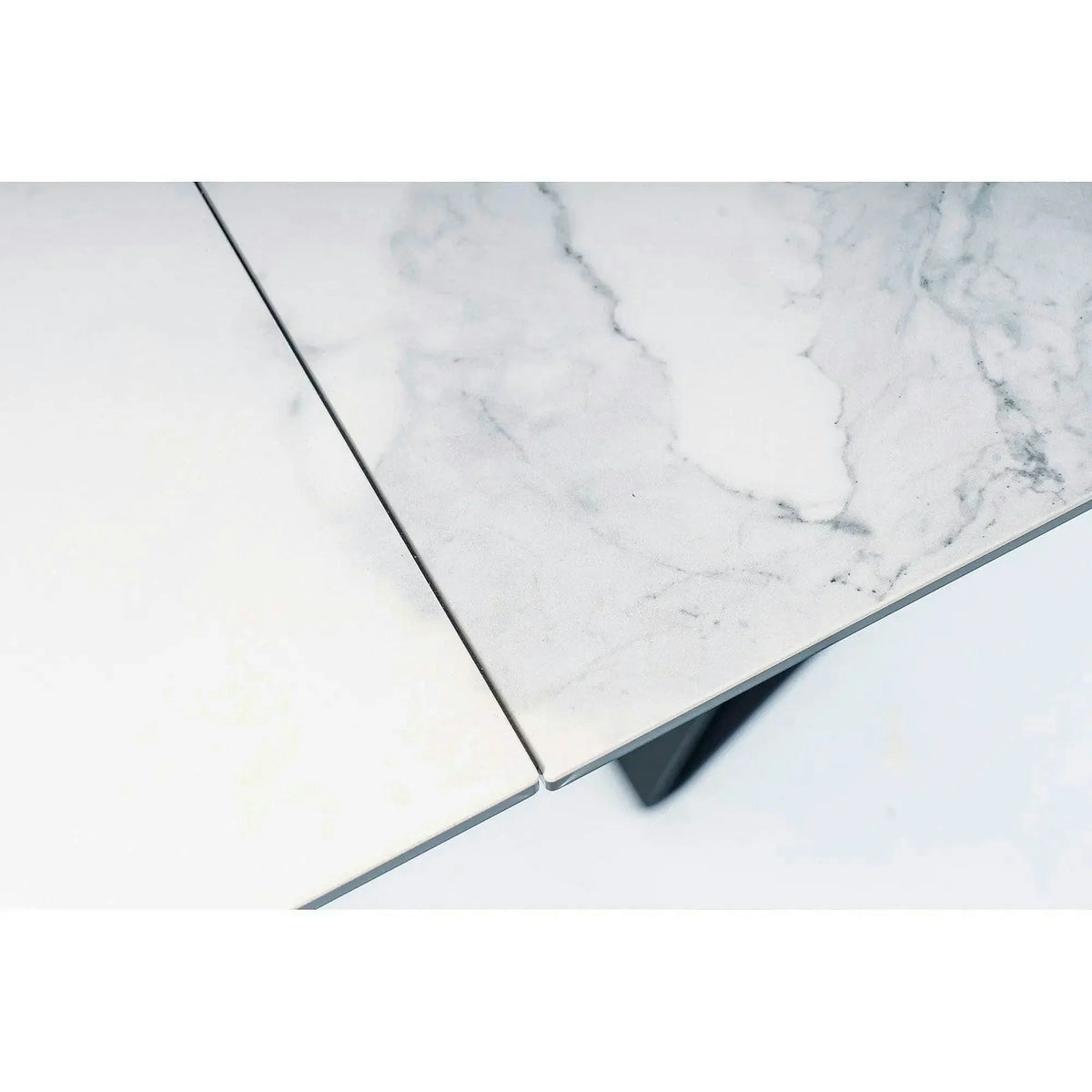 Masa moderna dining WESTIN III, alb/negru, ceramica/metal, 160-240x90x75 cm