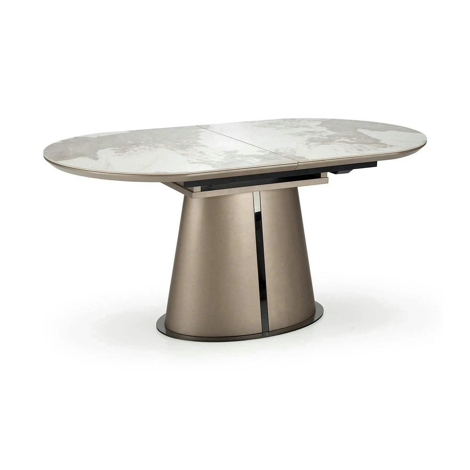 Masa moderna extensibila ROBINSON, bej/cappuccino, ceramica, 160/200x90x76 cm