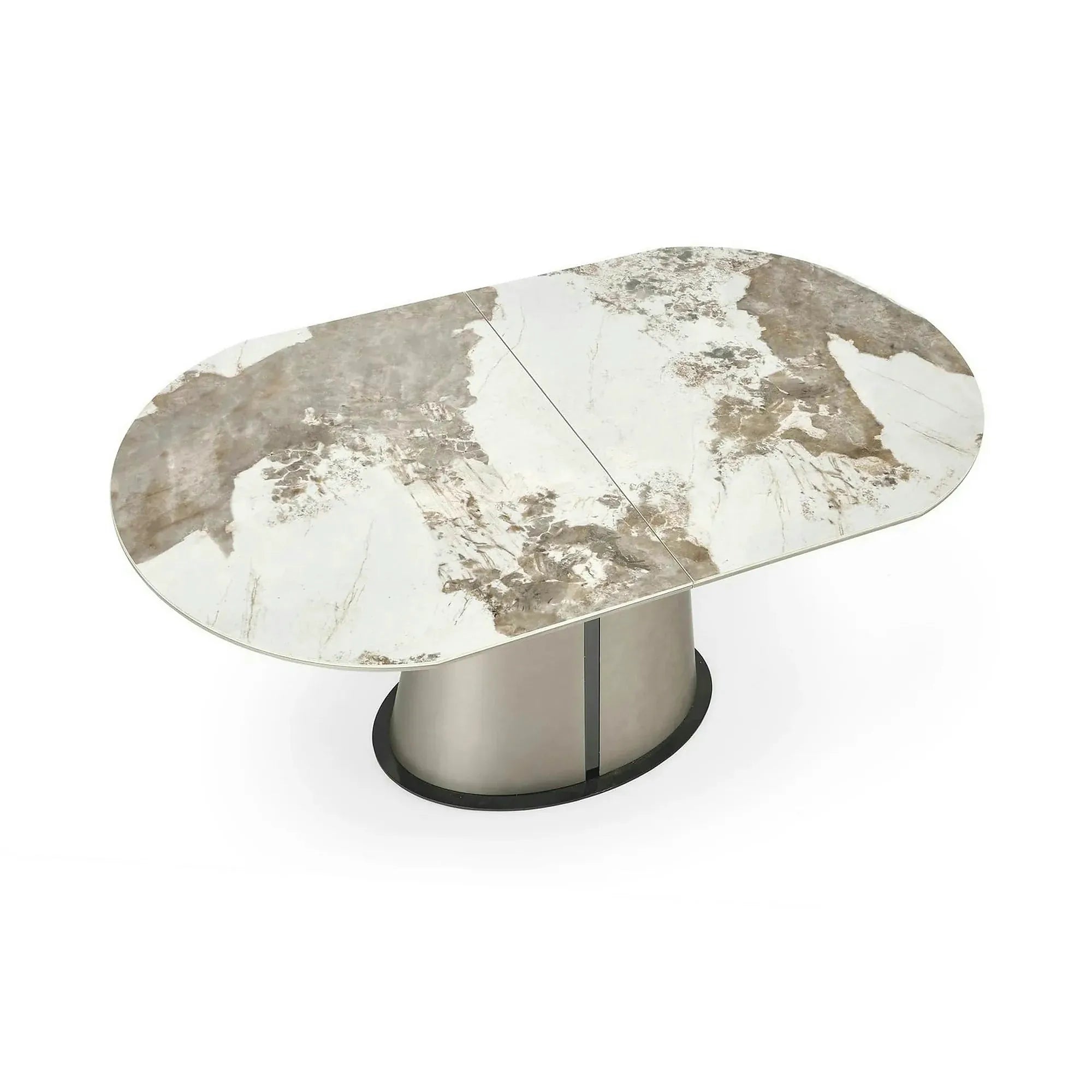 Masa moderna extensibila ROBINSON, bej/cappuccino, ceramica, 160/200x90x76 cm