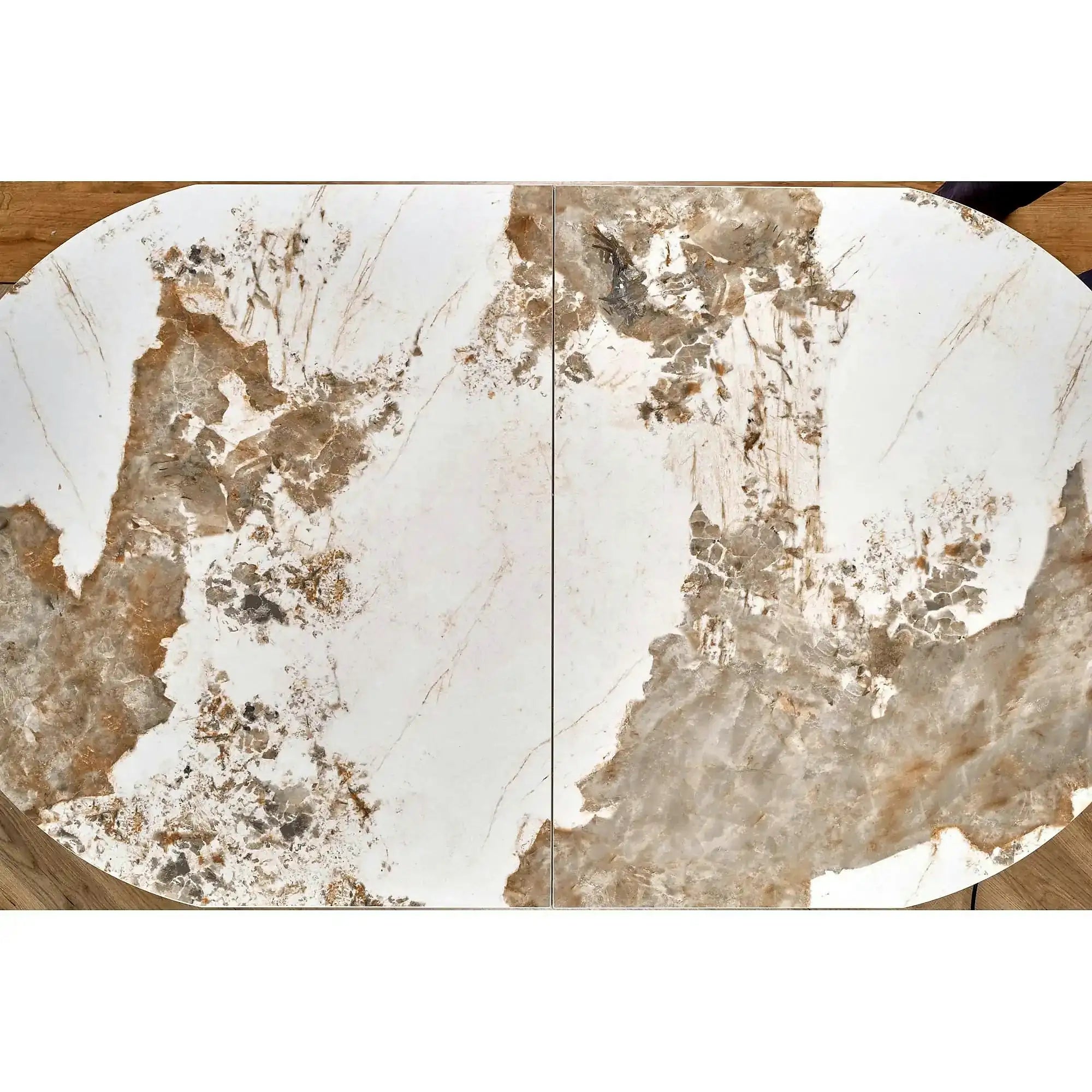 Masa moderna extensibila ROBINSON, bej/cappuccino, ceramica, 160/200x90x76 cm