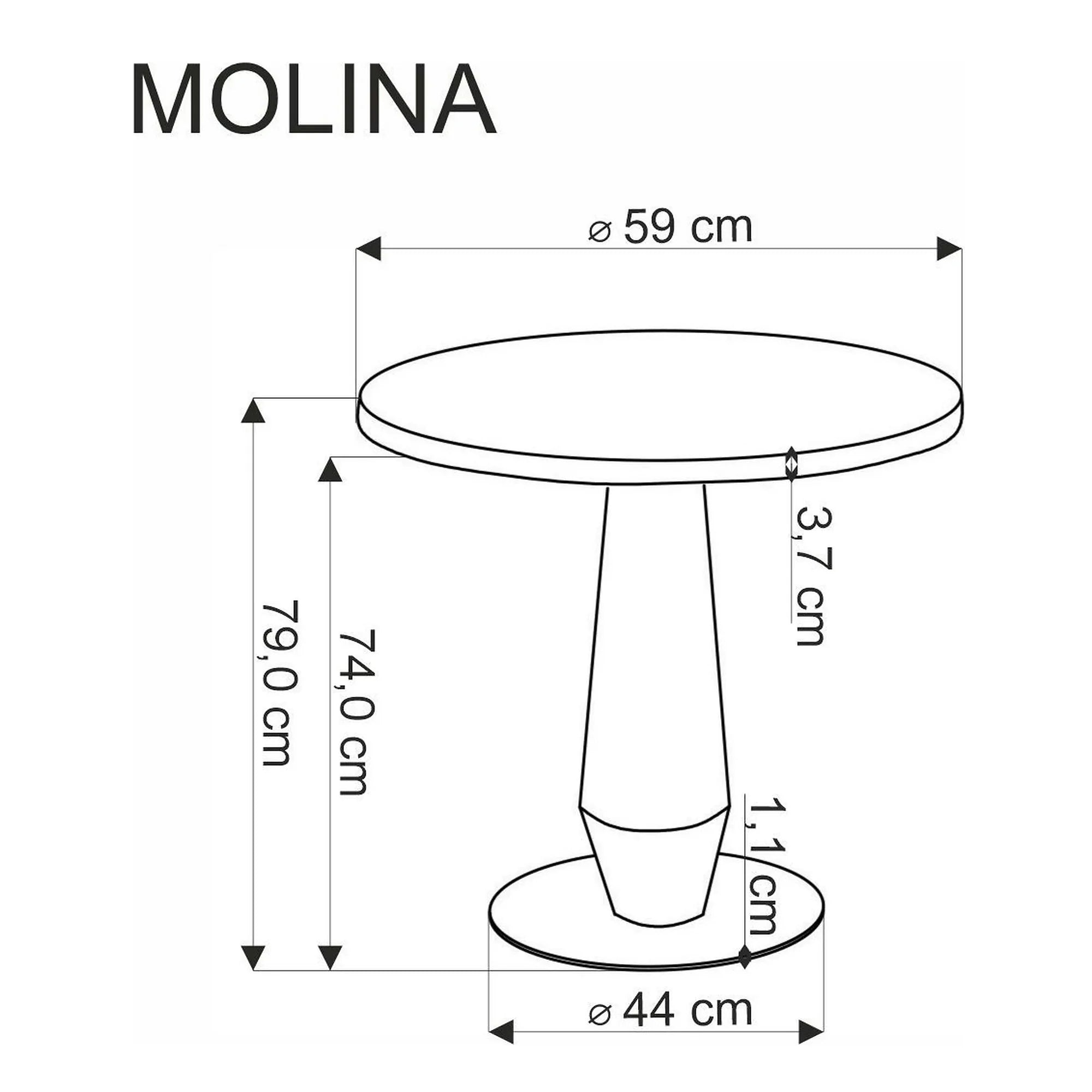 Masa MOLINA, negru/auriu, 59x74 cm