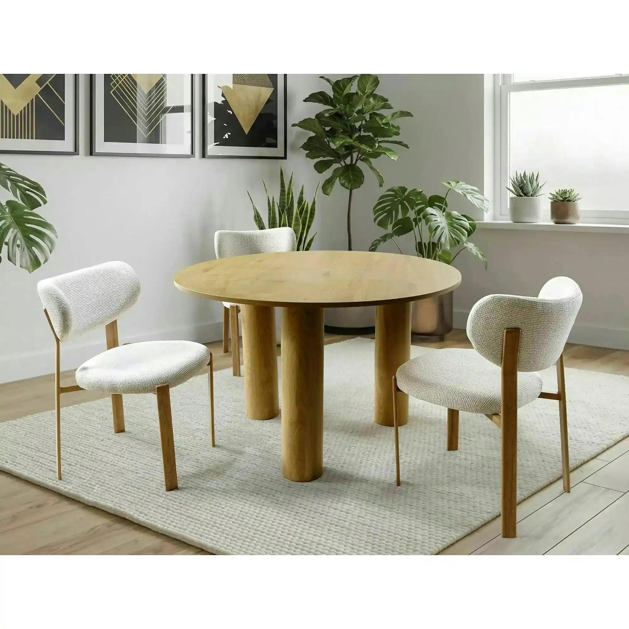 Masă MONTANA, stejar, furnir/MDF, Ø120x76 cm