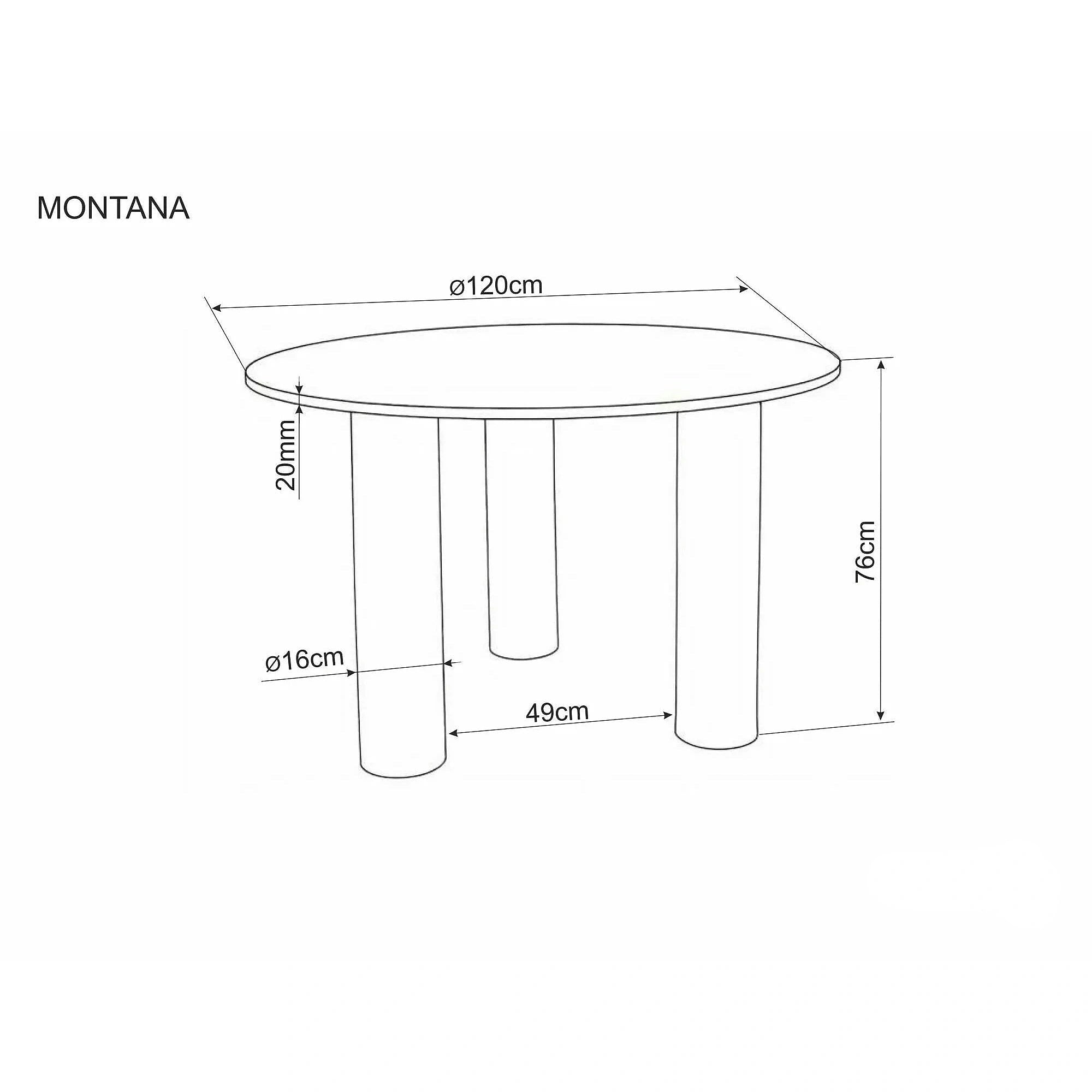 Masă MONTANA, stejar, furnir/MDF, Ø120x76 cm