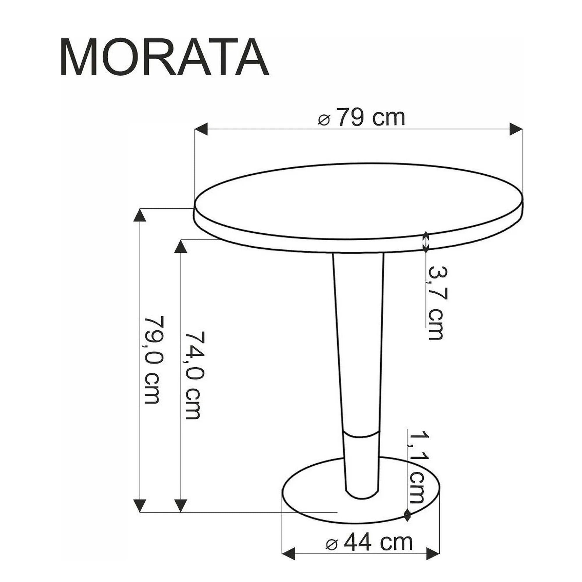 Masa MORATA, alb/negru/auriu, 79x74 cm
