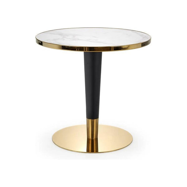 Masa MORATA, alb/negru/auriu, 79x74 cm