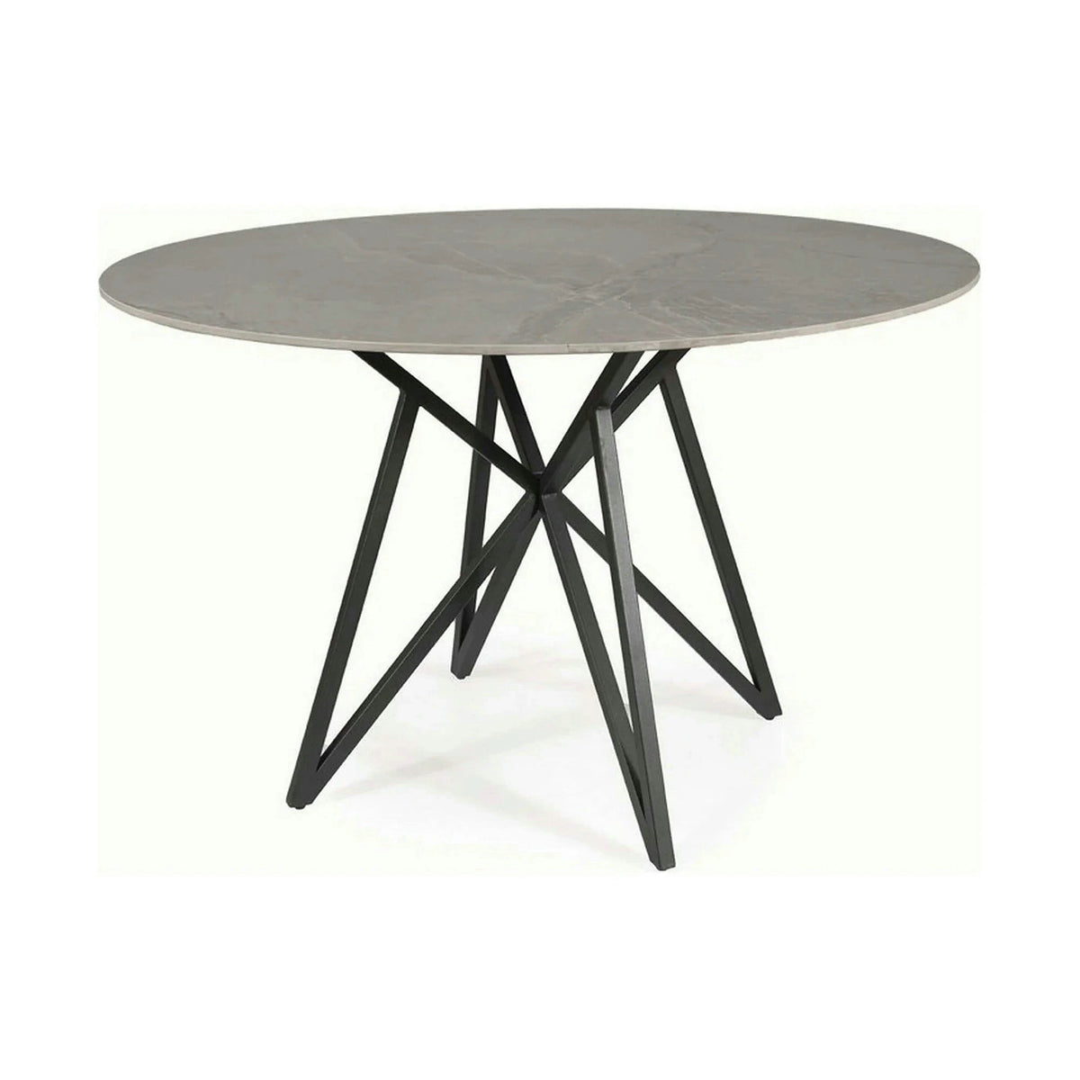 Masa MURANO, gri cu efect de marmura/negru, ceramica/metal, 120x120x76 cm