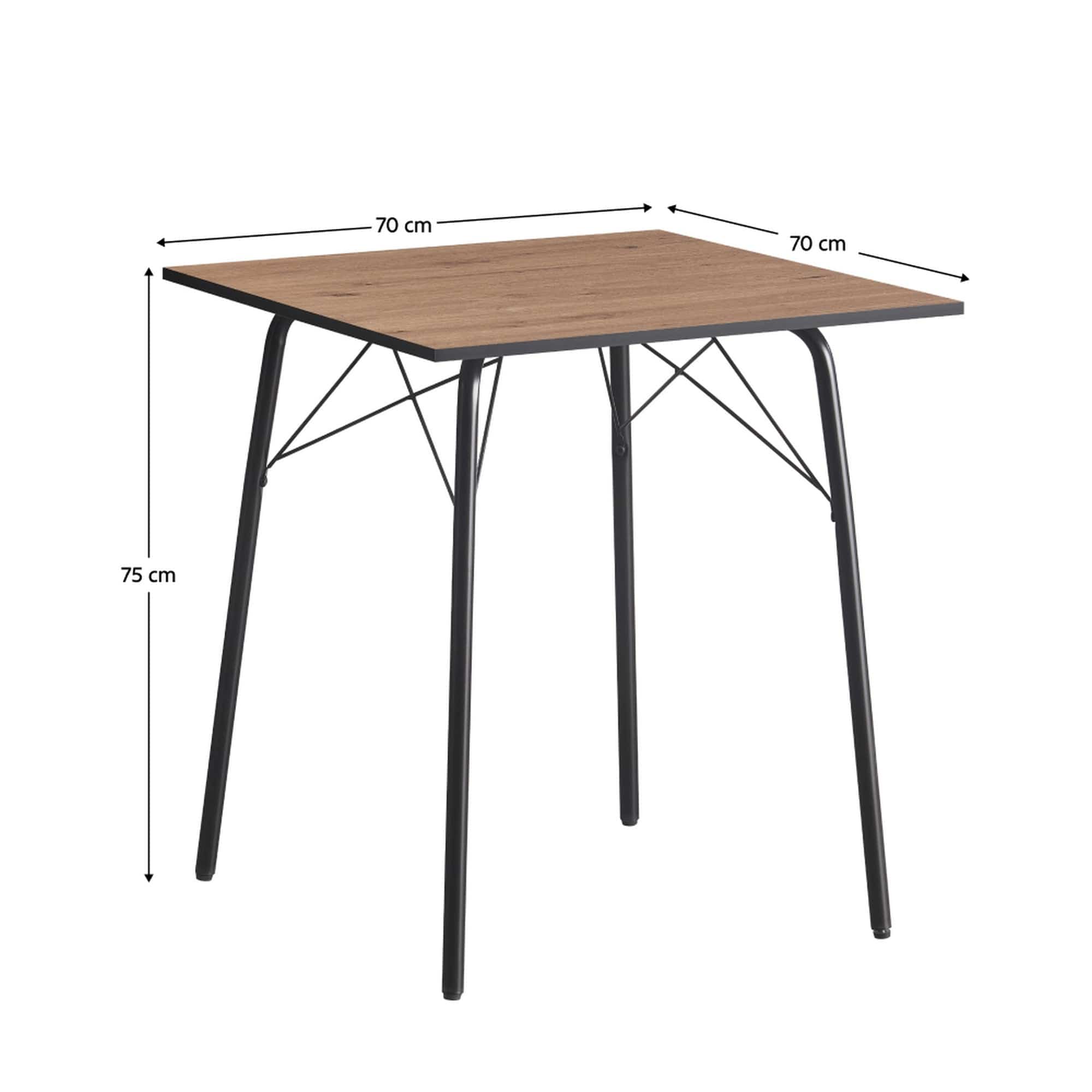 Masa NALAK TIP 1, stejar artisan/negru, 70x70x75 cm