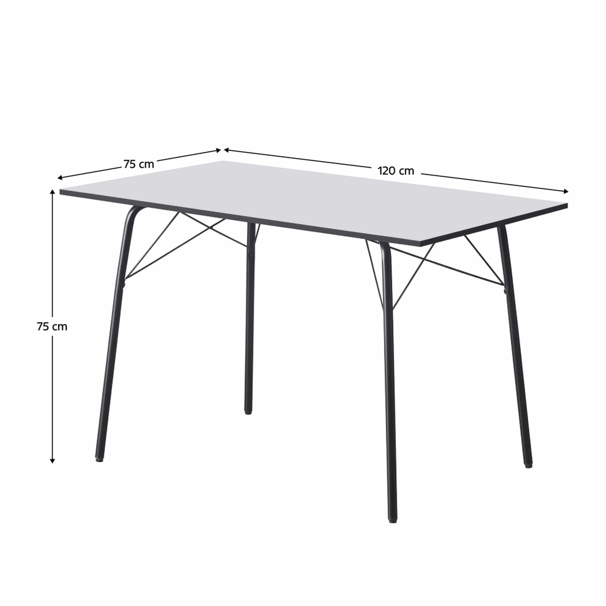 Masa NALAK TIP 2, alb/negru, 120x75x75 cm