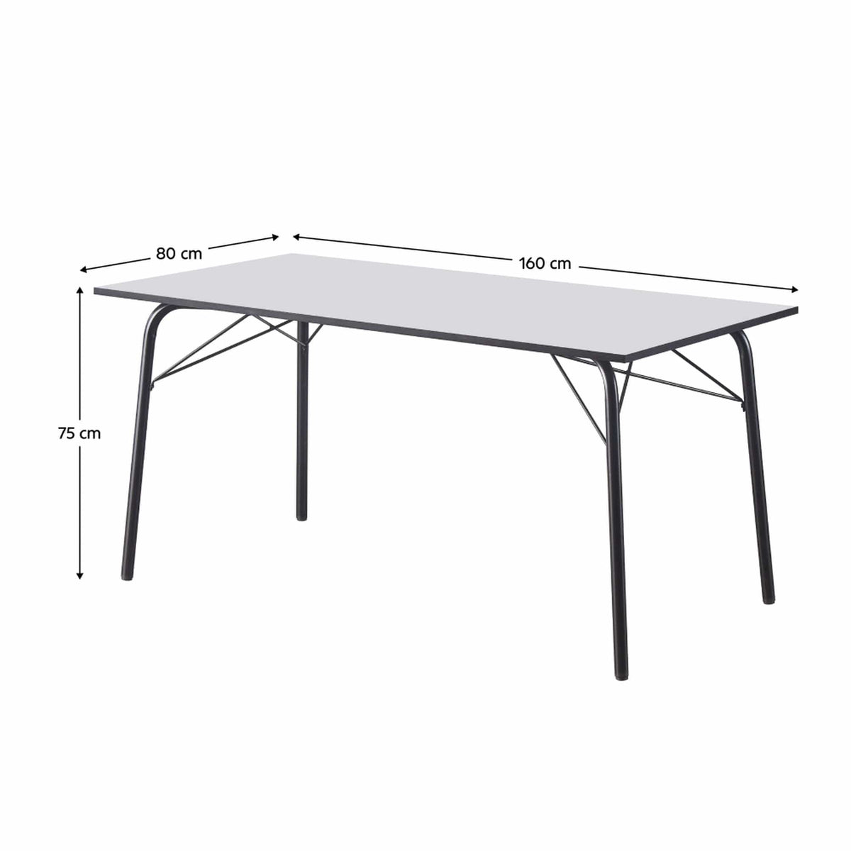 Masa NALAK TIP 3, alb/negru, 160x80x75 cm