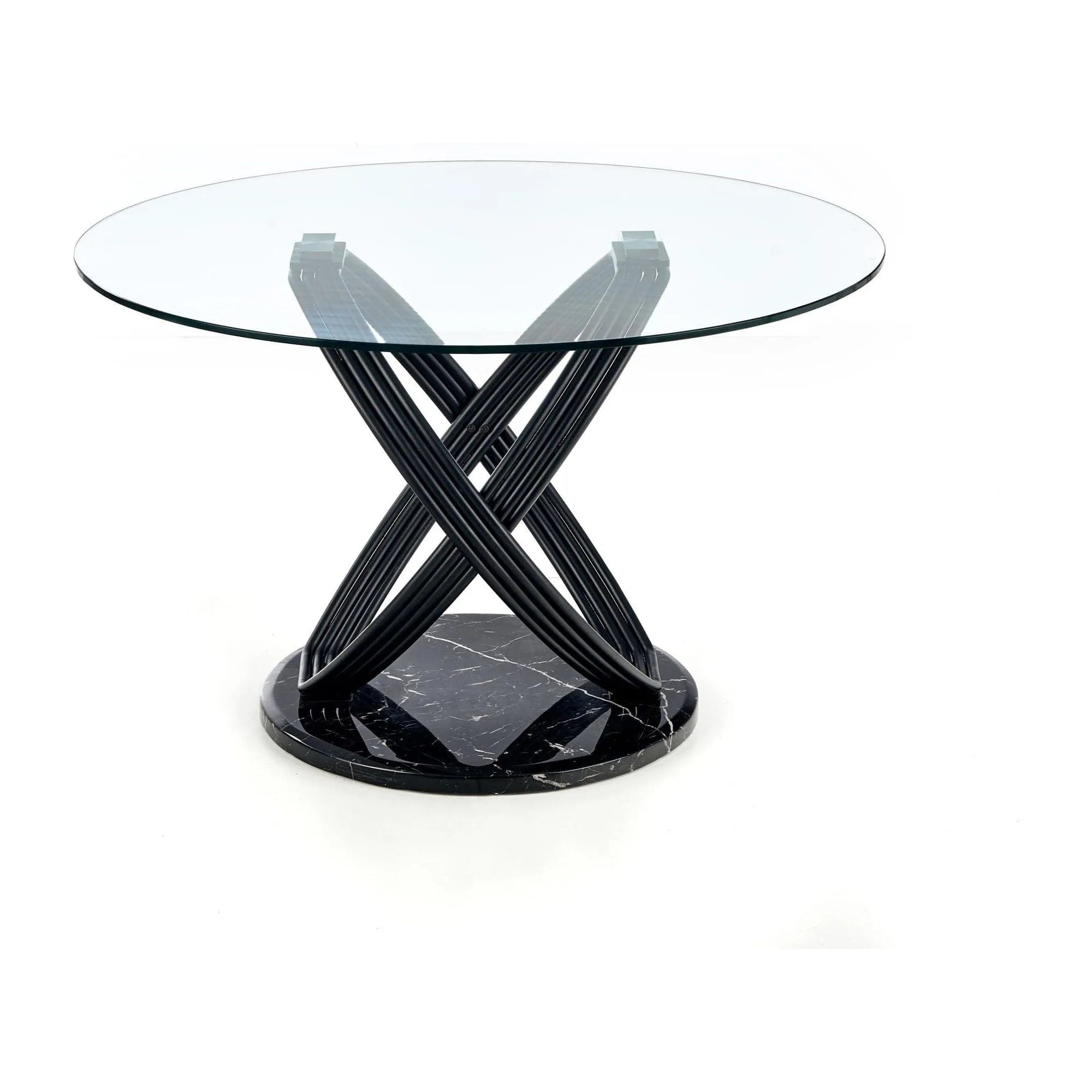 Masa OPTICO, negru, sticla/metal, 122x77 cm