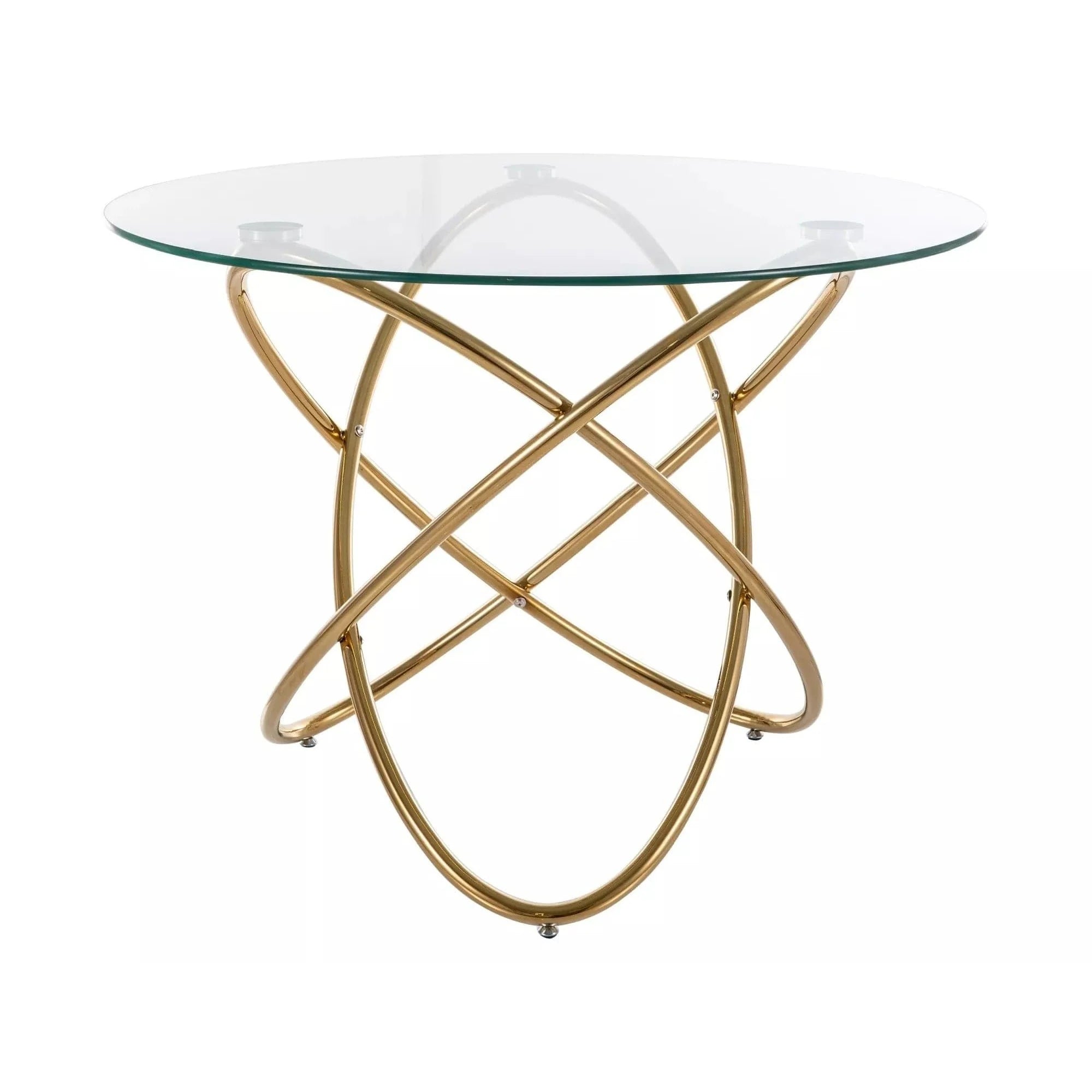 Masa ORBIT, transparent/auriu, sticla/metal, 100x75 cm