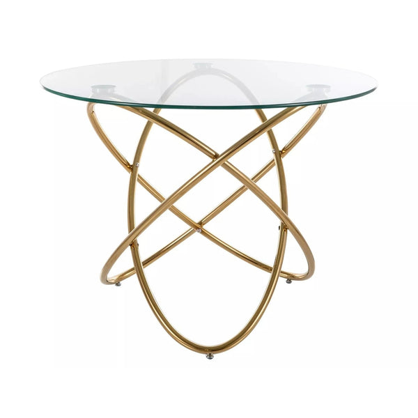 Masa ORBIT, transparent/auriu, sticla/metal, 100x75 cm