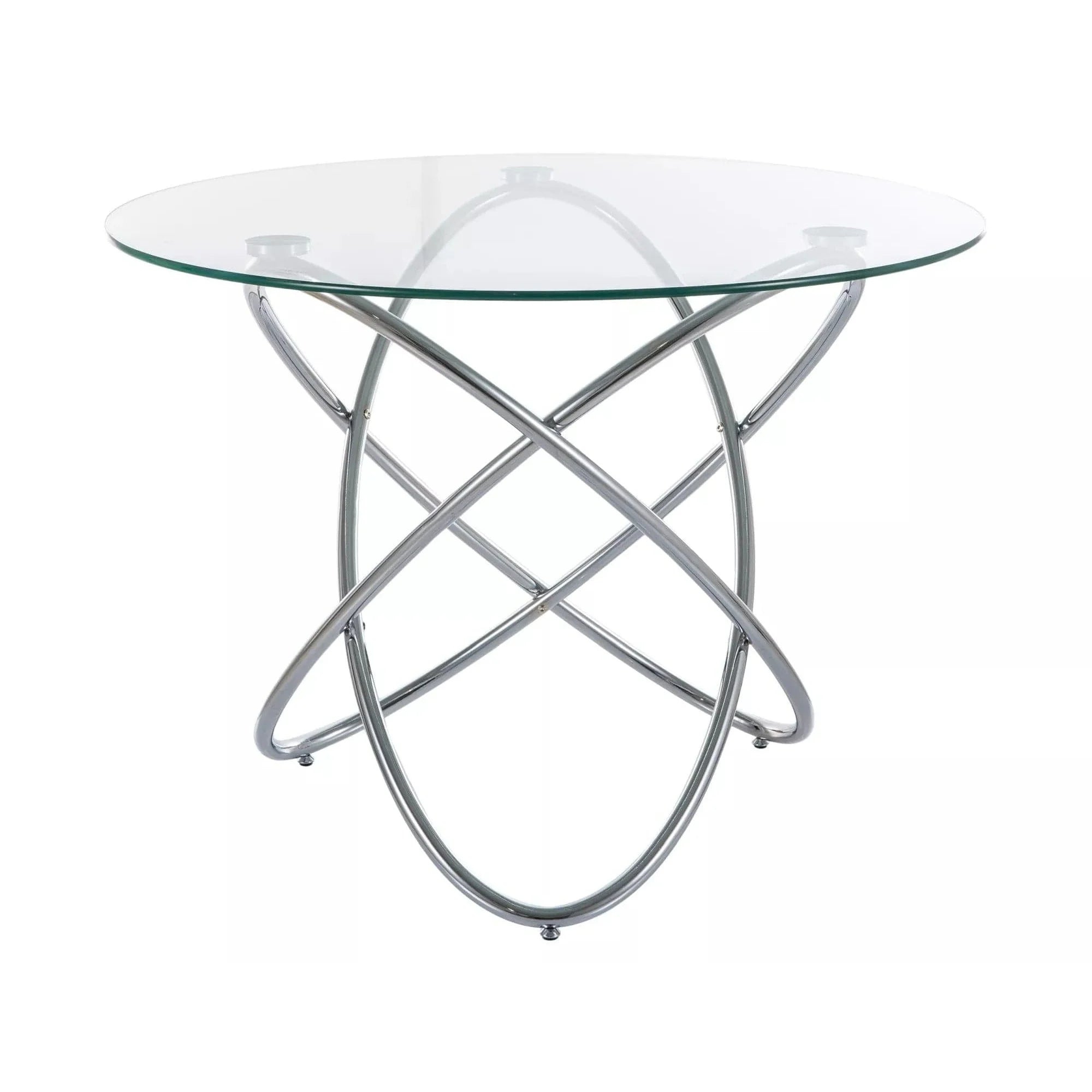 Masa ORBIT, transparent/crom, sticla/metal, 100x75 cm