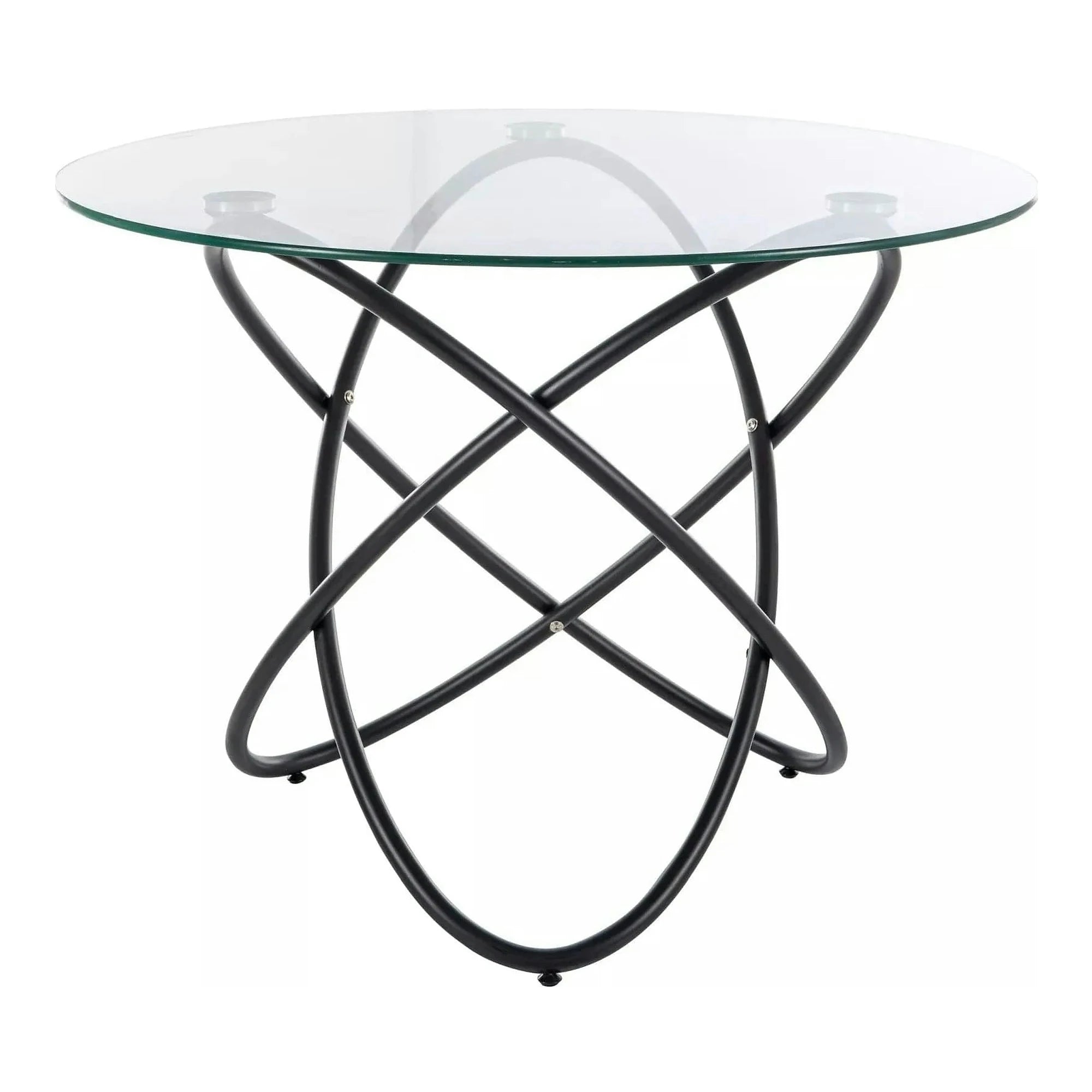 Masa ORBIT, transparent/negru, sticla/metal, 100x75 cm