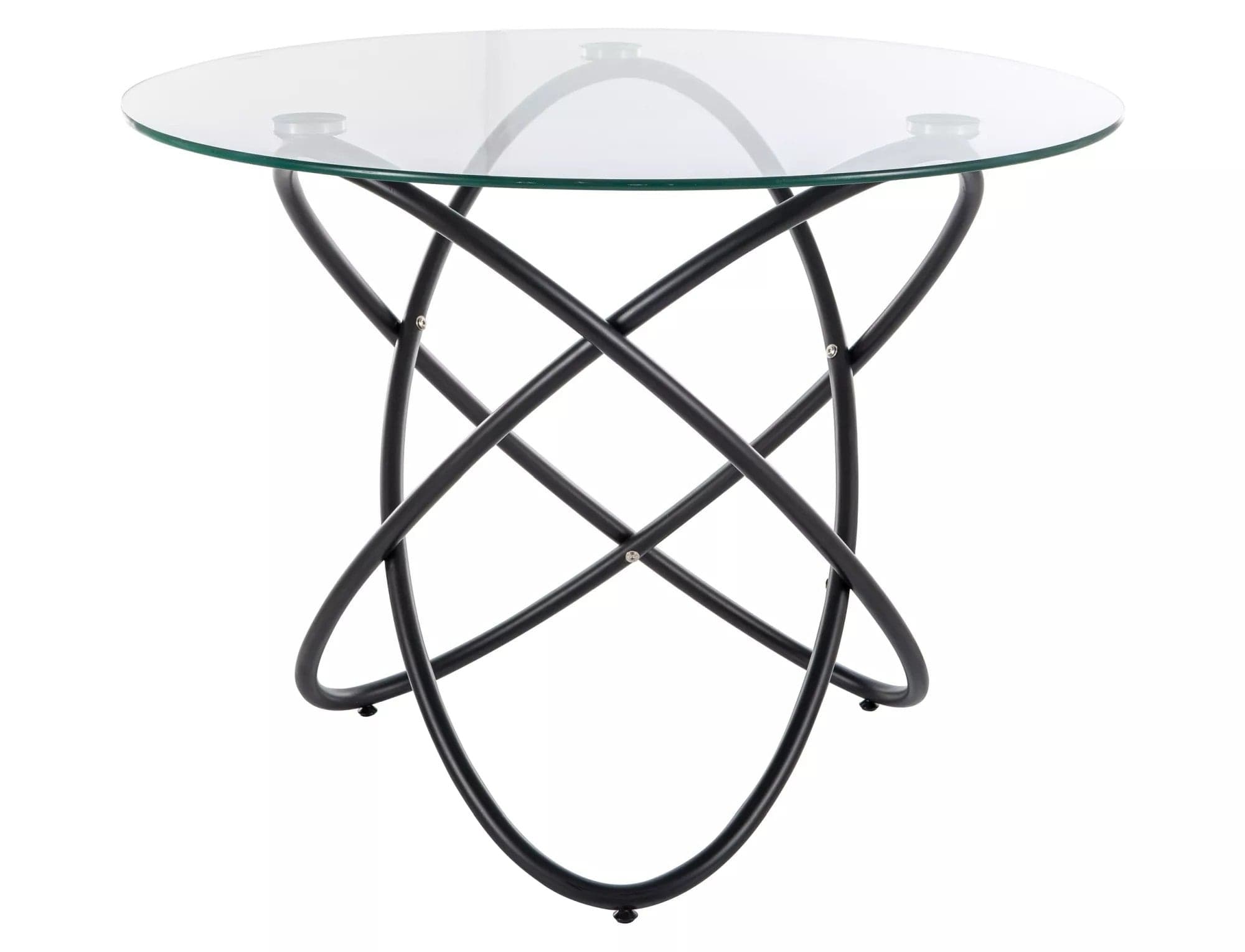 Masa ORBIT, transparent/negru, sticla/metal, 100x75 cm