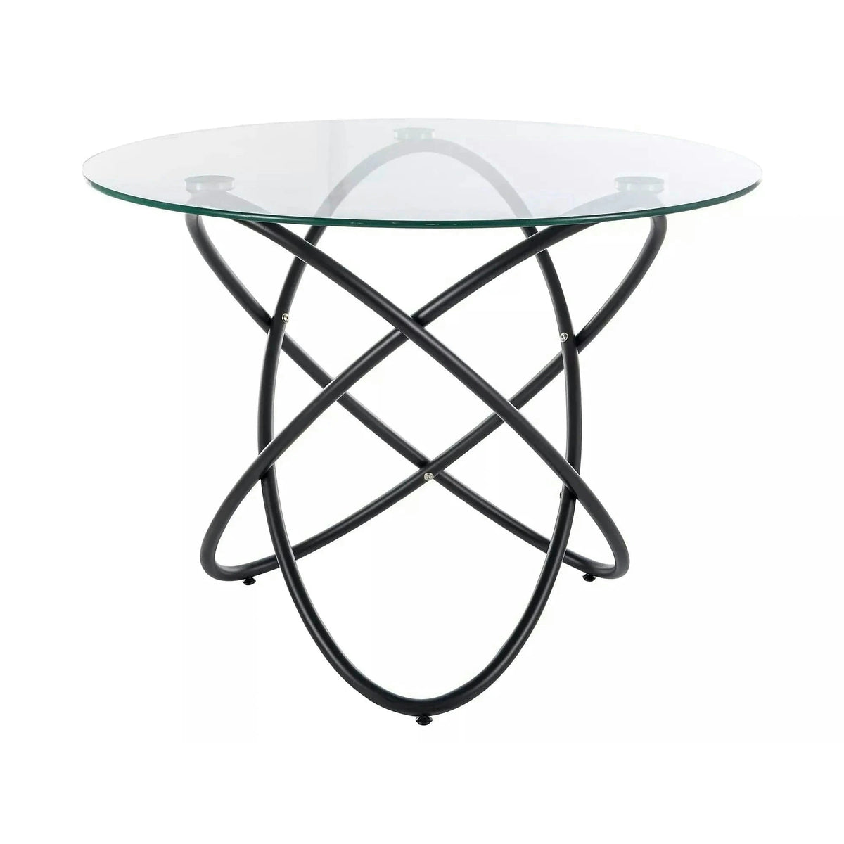 Masa ORBIT, transparent/negru, sticla/metal, 100x75 cm
