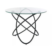 Masa ORBIT, transparent/negru, sticla/metal, 100x75 cm