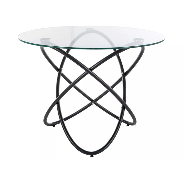 Masa ORBIT, transparent/negru, sticla/metal, 100x75 cm