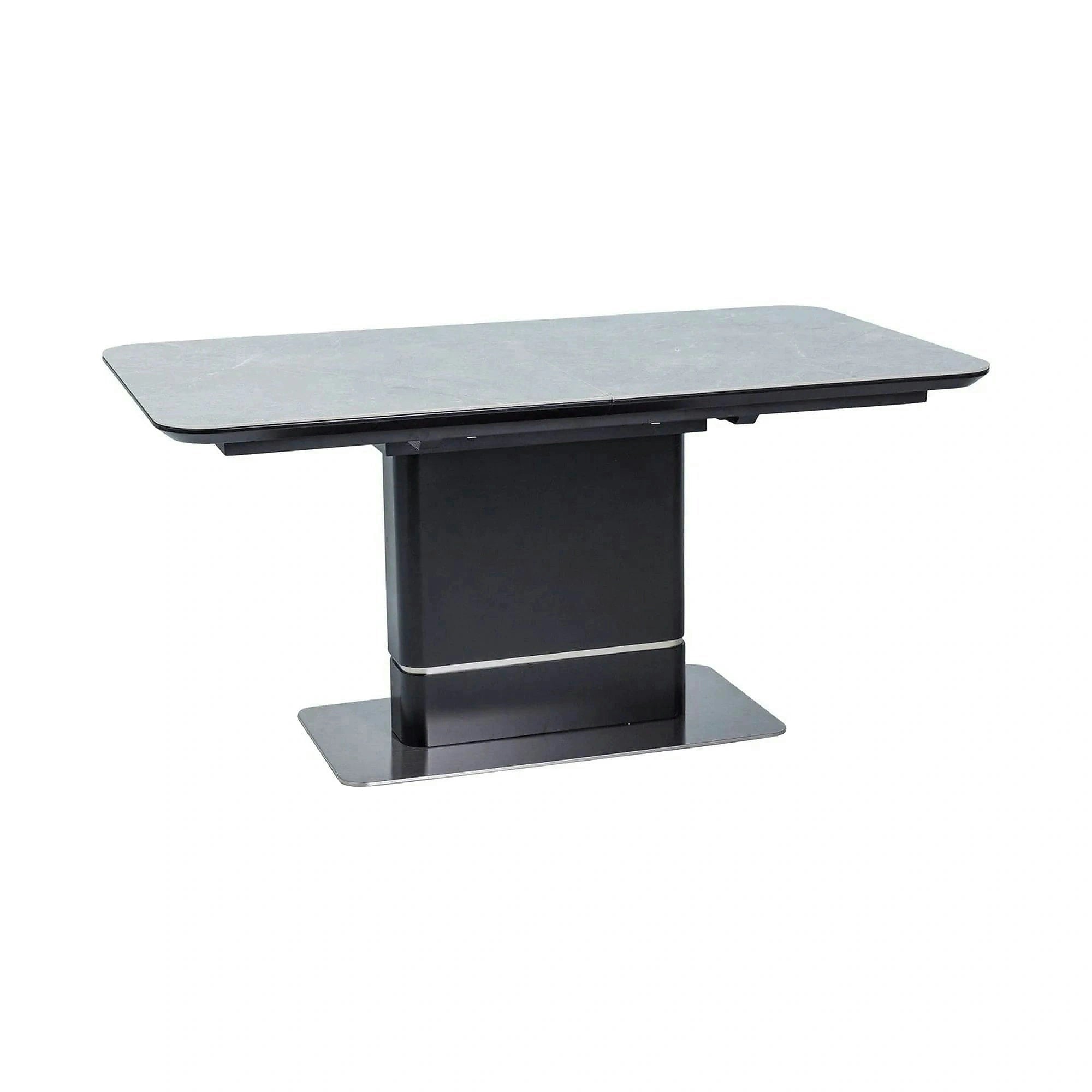 Masa PALLAS, gri cu efect de marmura/negru, 160/210x90x76 cm