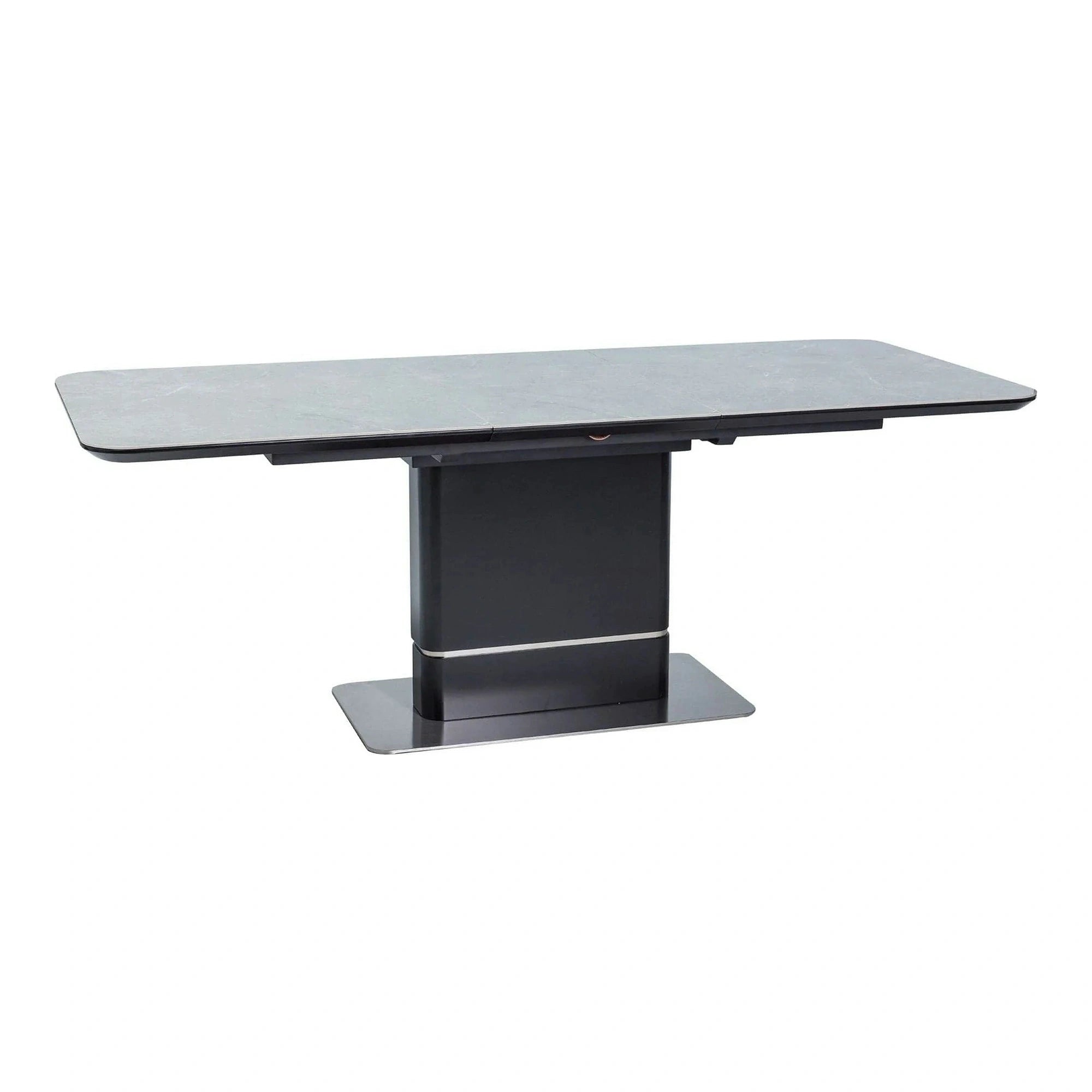 Masa PALLAS, gri cu efect de marmura/negru, 160/210x90x76 cm