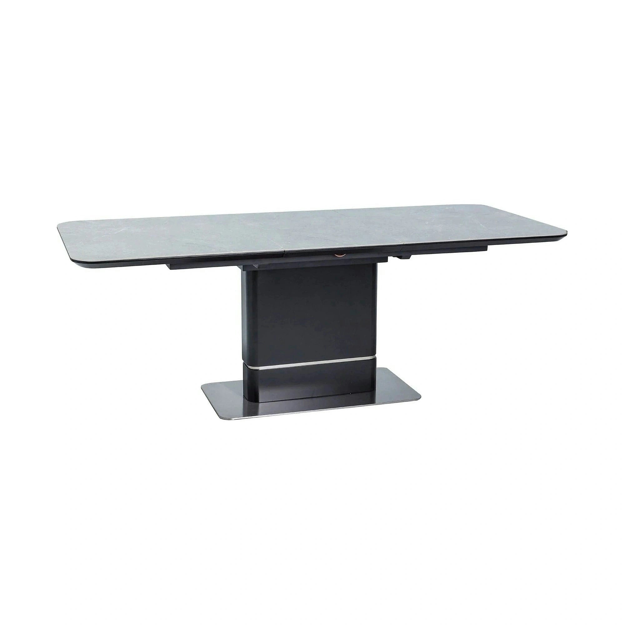 Masa PALLAS, gri cu efect de marmura/negru, 160/210x90x76 cm