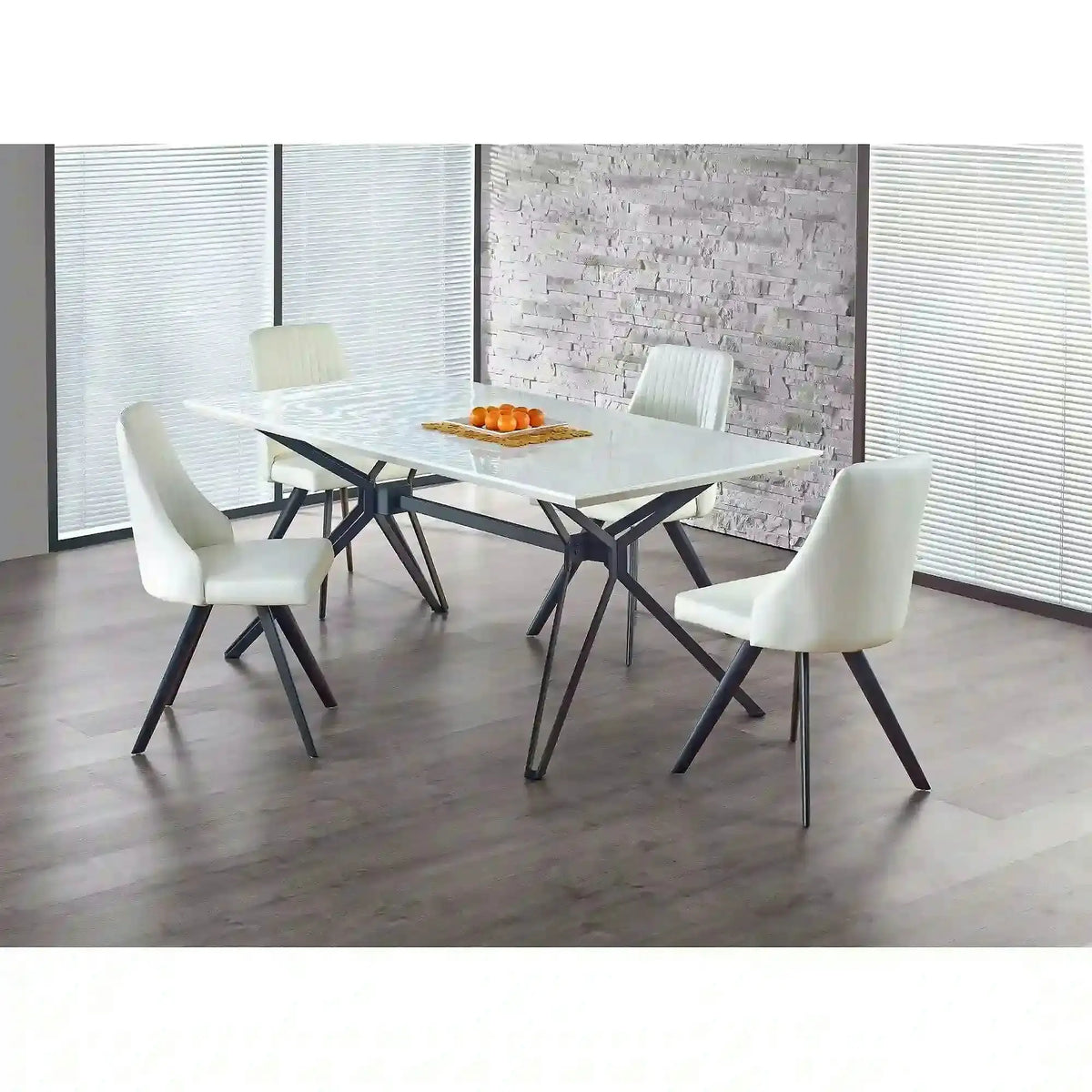 Masa PASCAL, alb/negru, 160x90x76 cm
