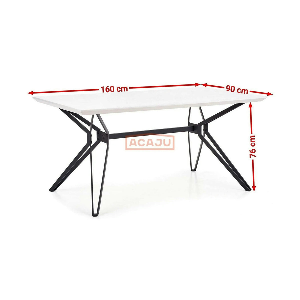 Masa PASCAL, alb/negru, 160x90x76 cm