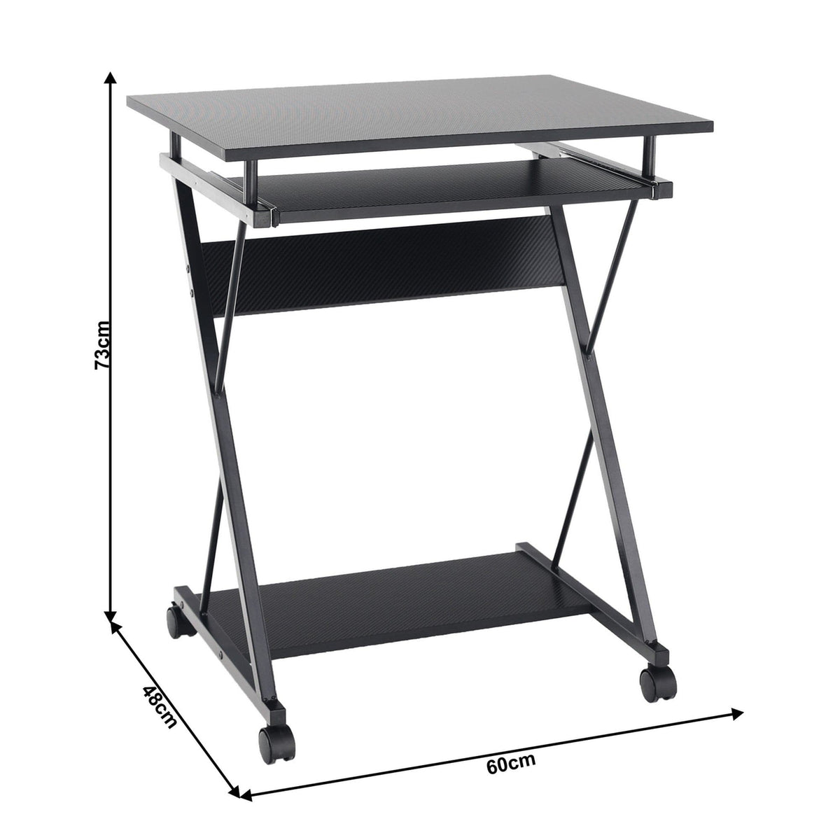 Masa PC TARAK, negru, PAL infoliat/metal, 60x48x73 cm