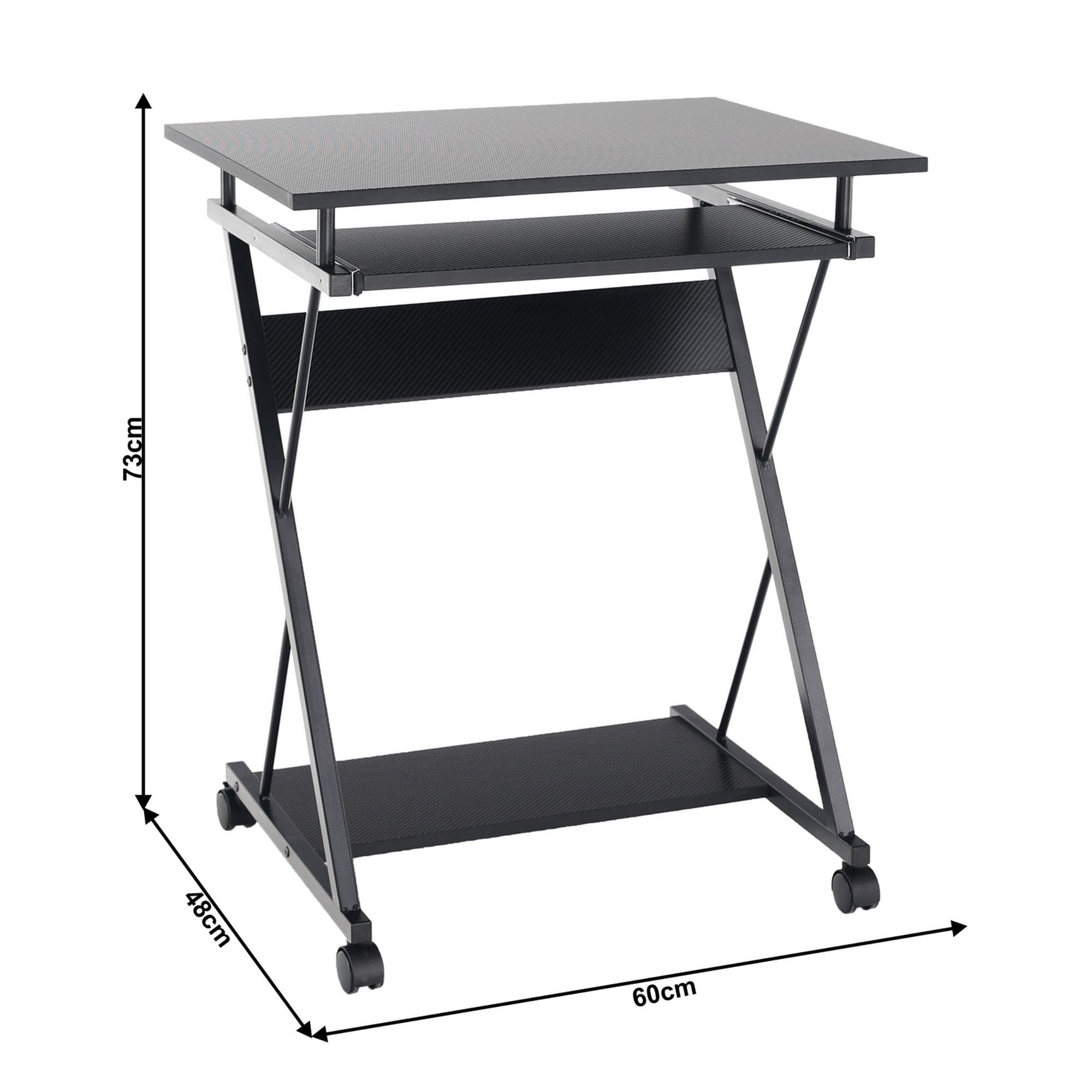 Masa PC TARAK, negru, PAL infoliat/metal, 60x48x73 cm