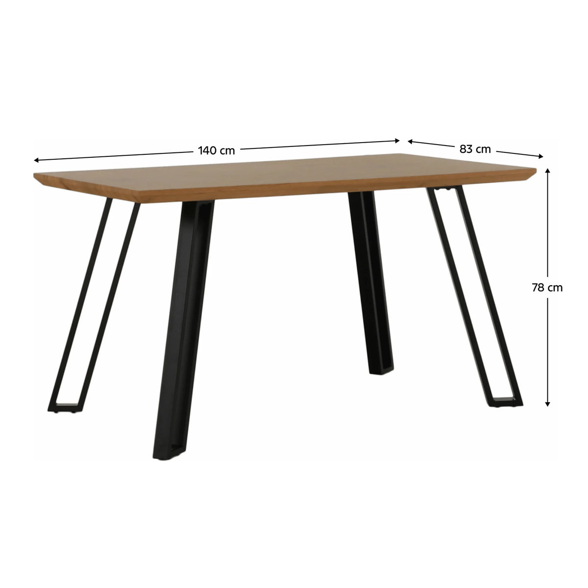 Masa PEDAL, stejar/negru, 140x80x76 cm