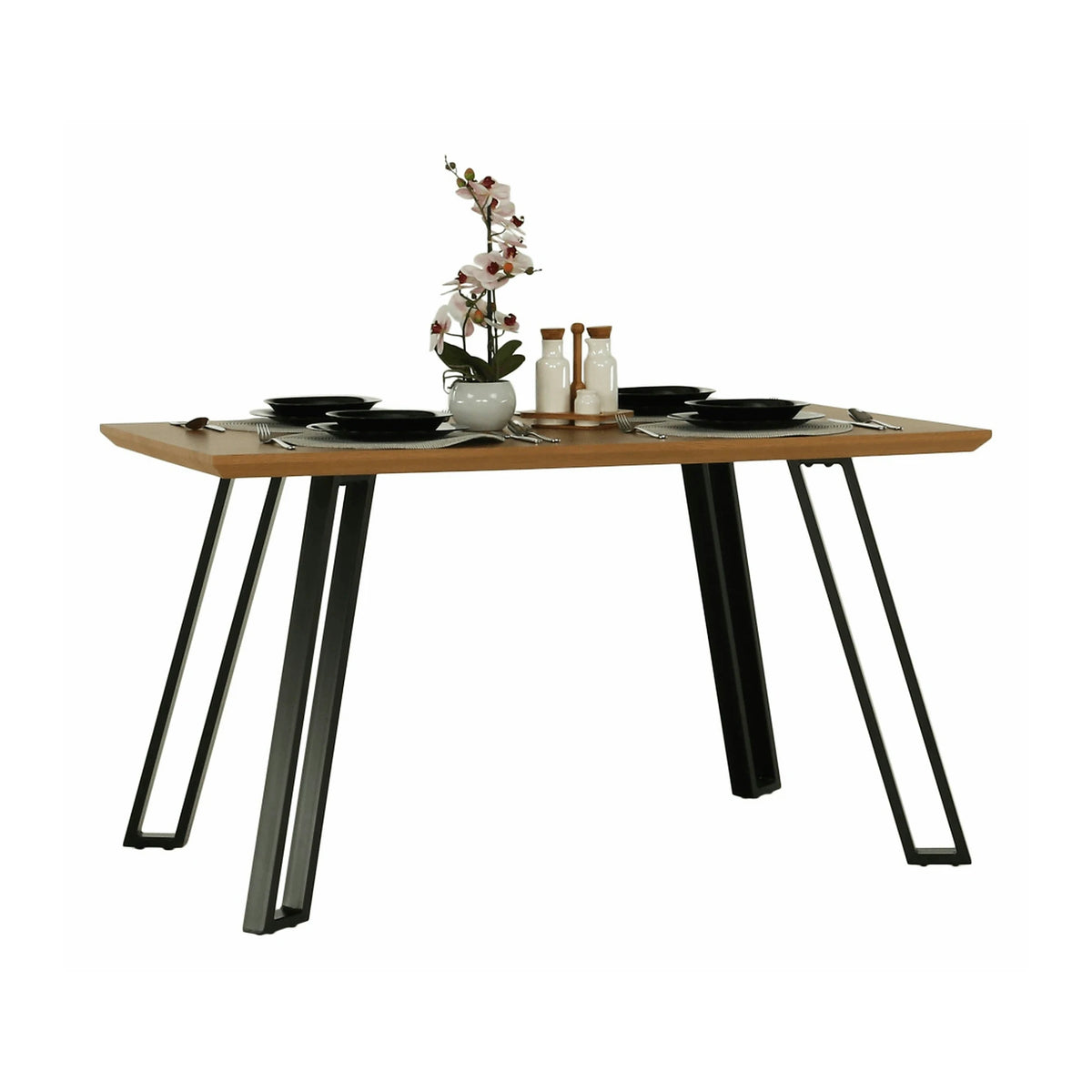 Masa PEDAL, stejar/negru, 140x80x76 cm