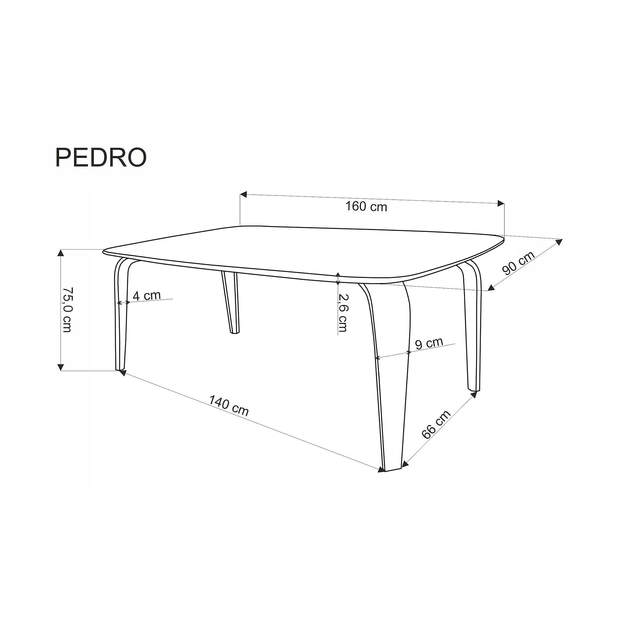 Masa PEDRO, nuc/negru, furnir/lemn, 160x90x75 cm