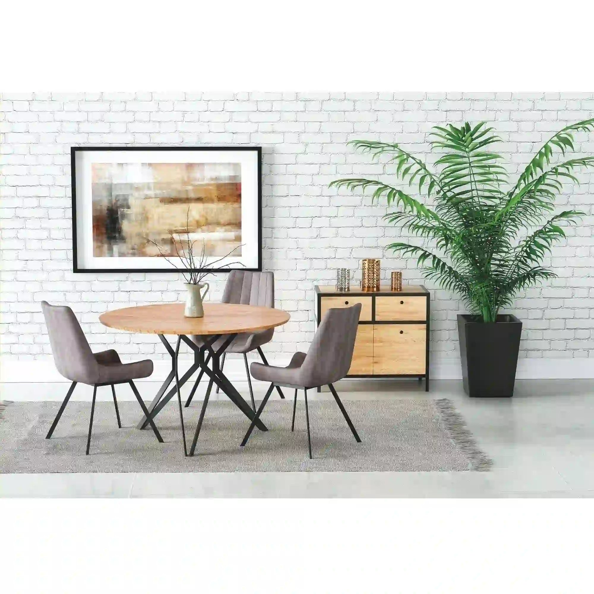 Masa PIXEL 2, stejar auriu/negru, 120x120x76 cm