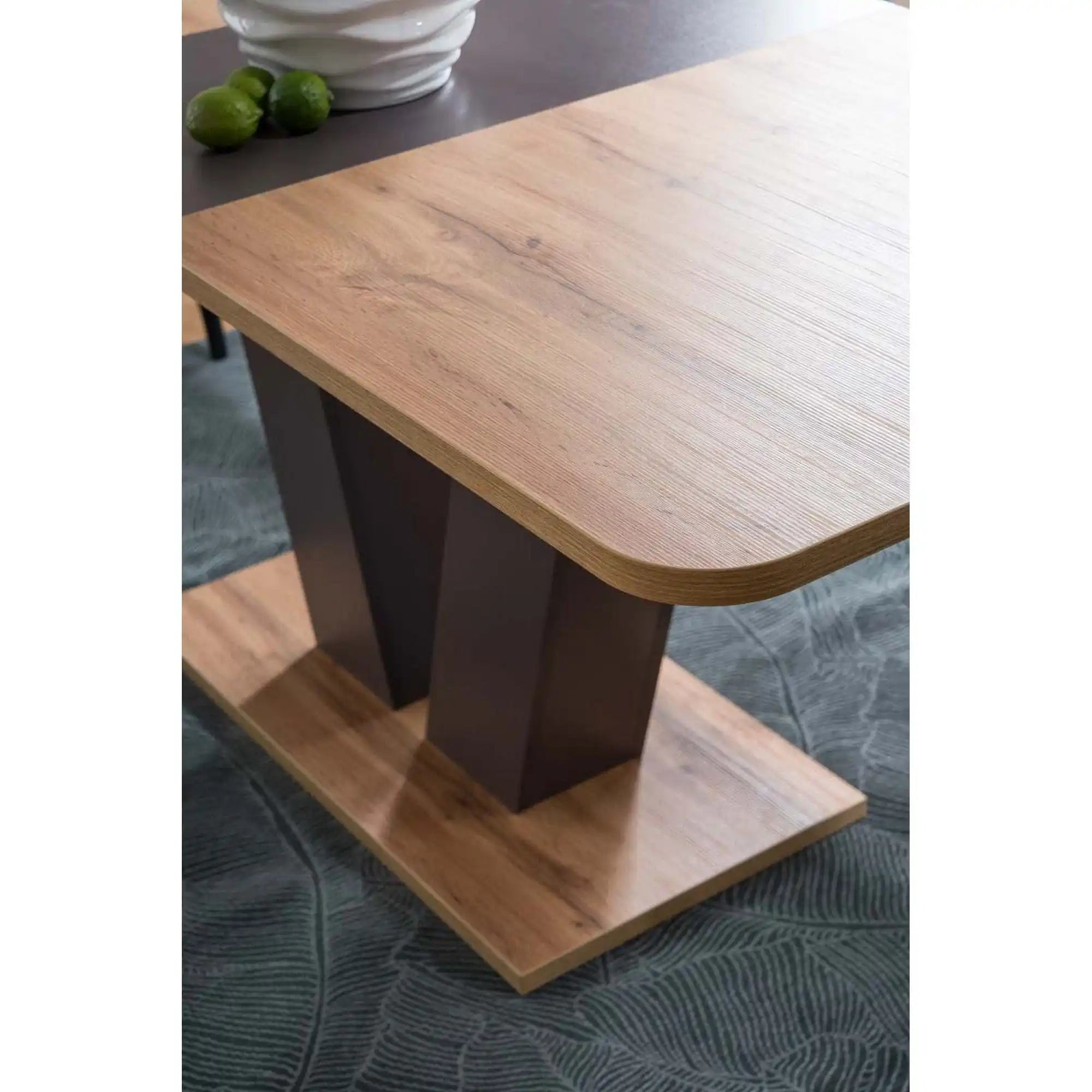 Masa PLATON stejar/maro, PAL laminat, 136/176x80x76 cm