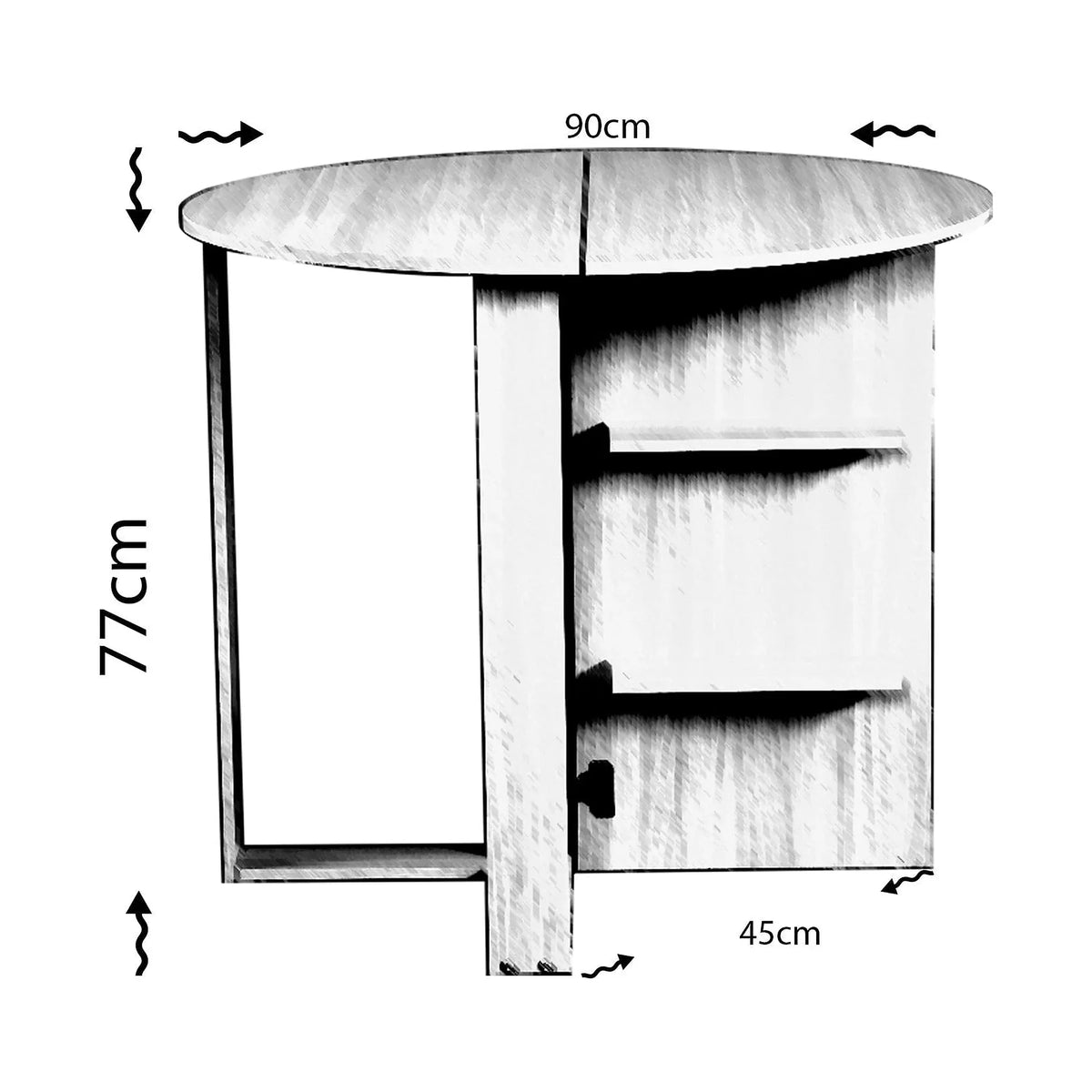Masa plianta MIDDLE, alb, PAL melaminat, 90x45x77 cm