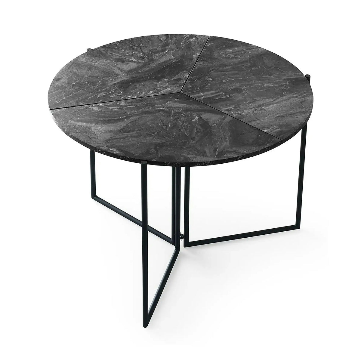 Masa plianta YAPRAK 1202, gri cu efect de marmura/negru, PAL melaminat/metal, 100x72 cm