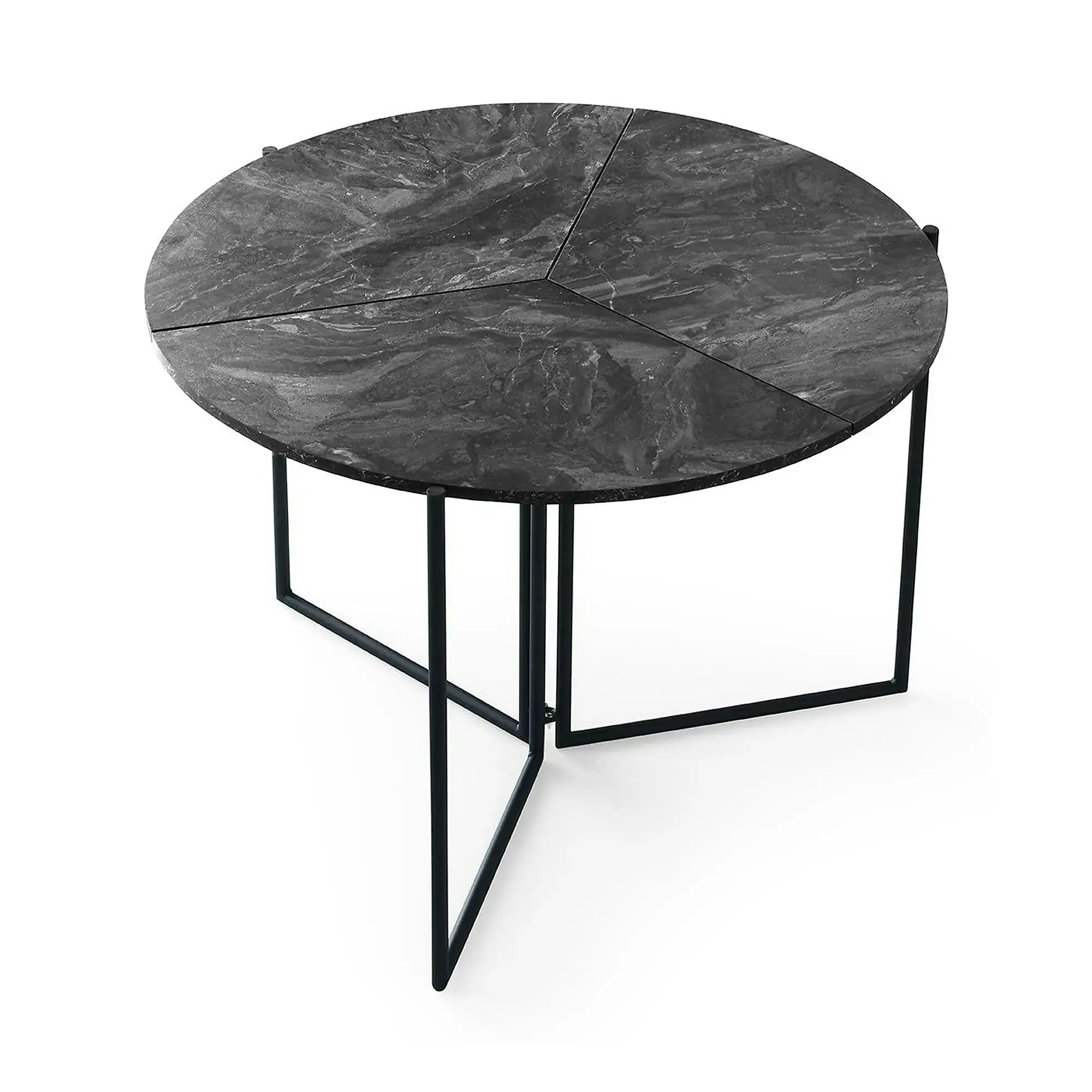 Masa plianta YAPRAK 1202, gri cu efect de marmura/negru, PAL melaminat/metal, 100x72 cm
