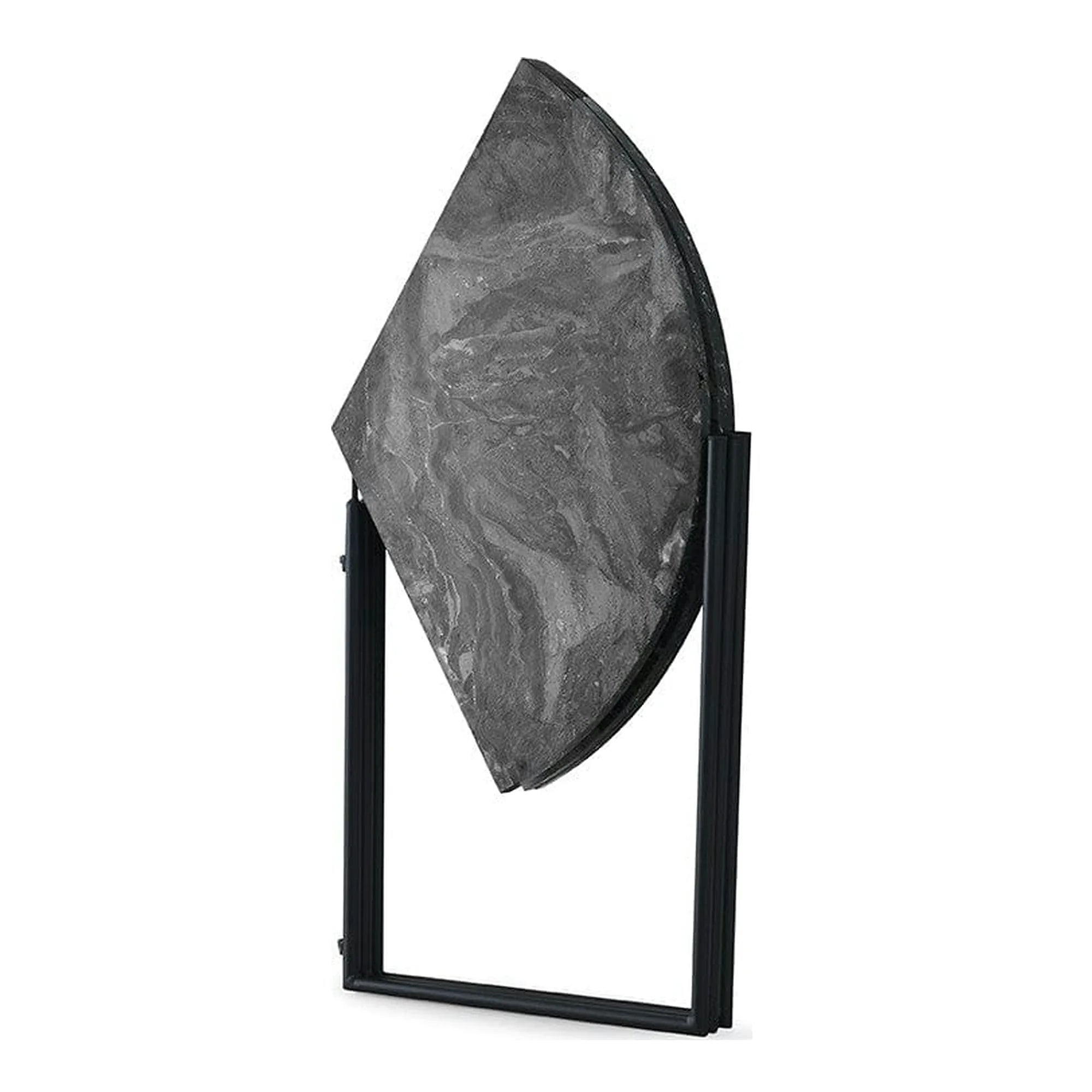 Masa plianta YAPRAK 1202, gri cu efect de marmura/negru, PAL melaminat/metal, 100x72 cm