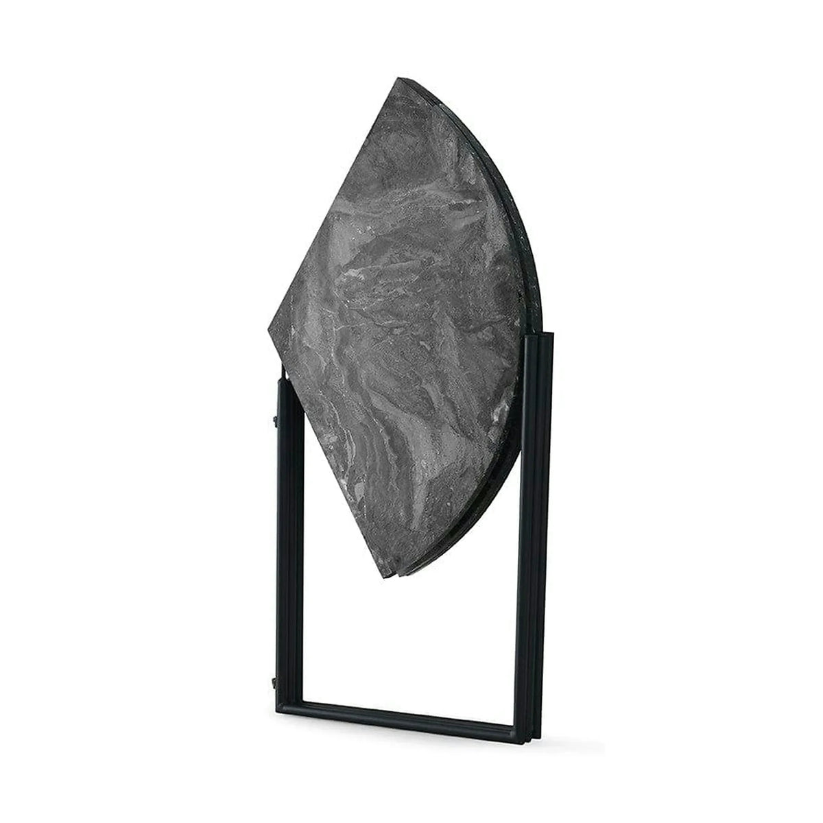 Masa plianta YAPRAK 1202, gri cu efect de marmura/negru, PAL melaminat/metal, 100x72 cm