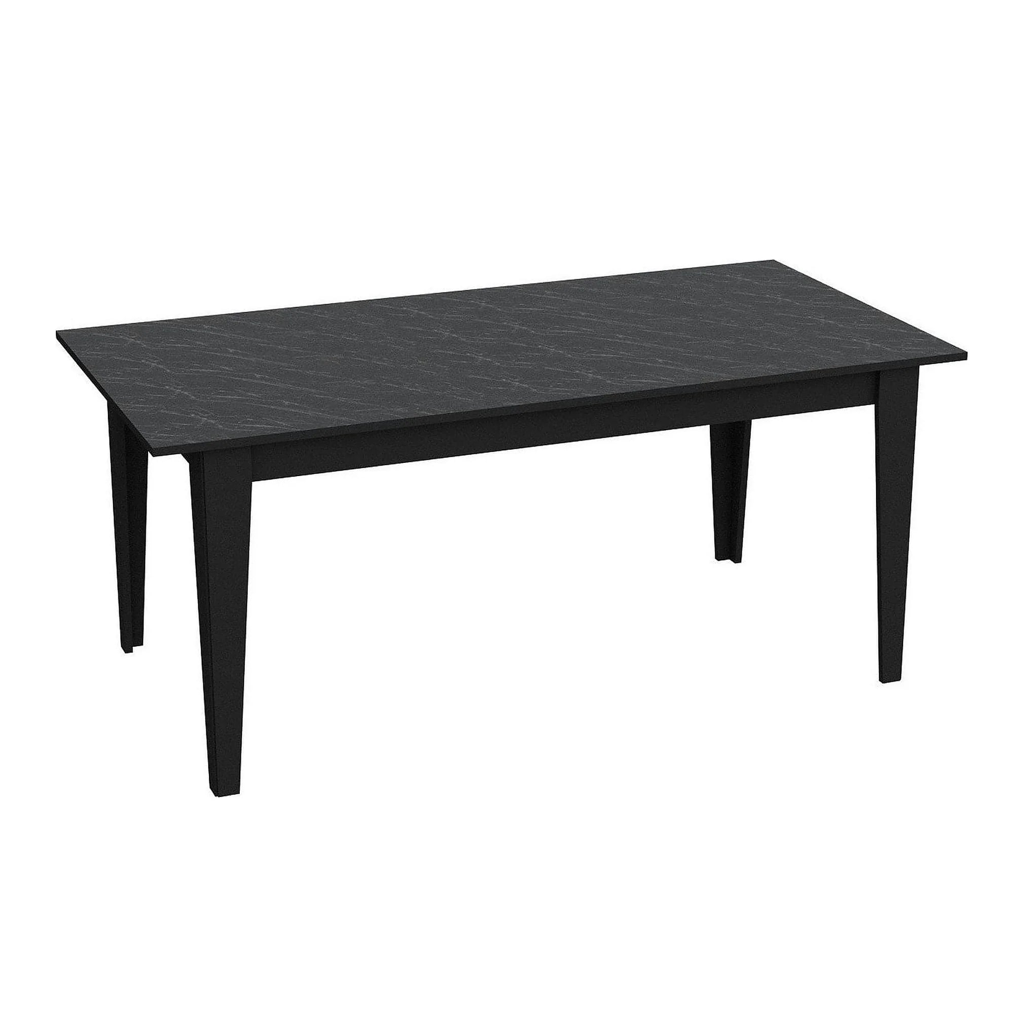Masa POLK, negru cu efect de marmura, PAL melaminat, 180x90x77 cm